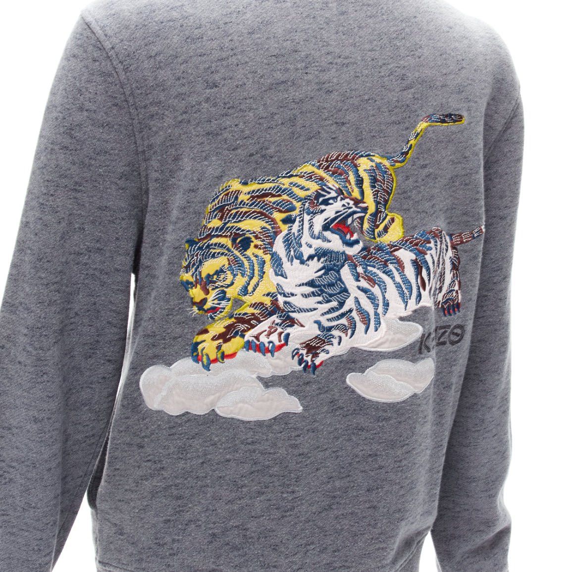 Kenzo KENZO yellow oriental Tiger embroidery back grey cotton bomber jacket M Size M / US 6-8 / IT 42-44 - 6 Thumbnail
