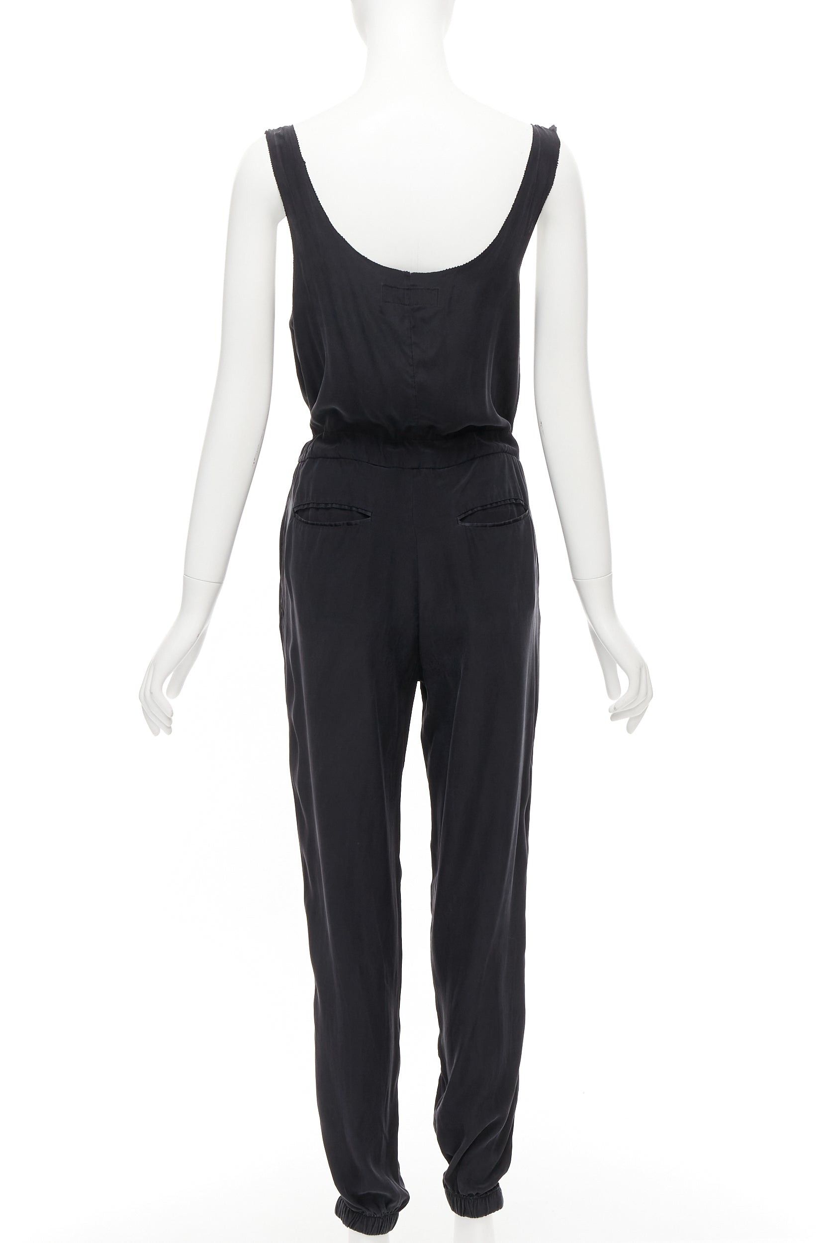 Rag & Bone RAG & BONE 100% charmeuse silk charcoal grey belted jumpsuit US0 XS Size 26" / US 2 / IT 38 - 5 Thumbnail