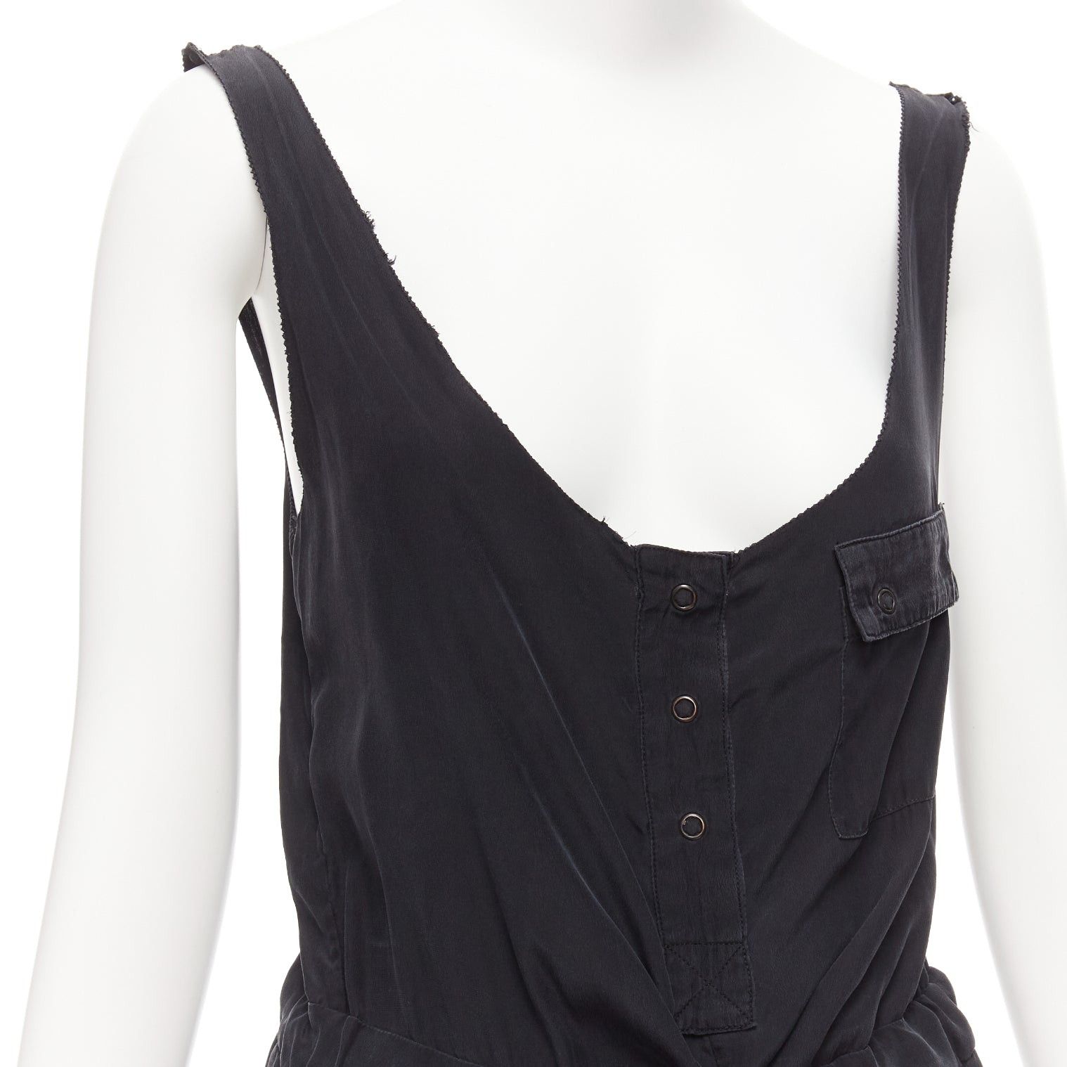 Rag & Bone RAG & BONE 100% charmeuse silk charcoal grey belted jumpsuit US0 XS Size 26" / US 2 / IT 38 - 7 Thumbnail
