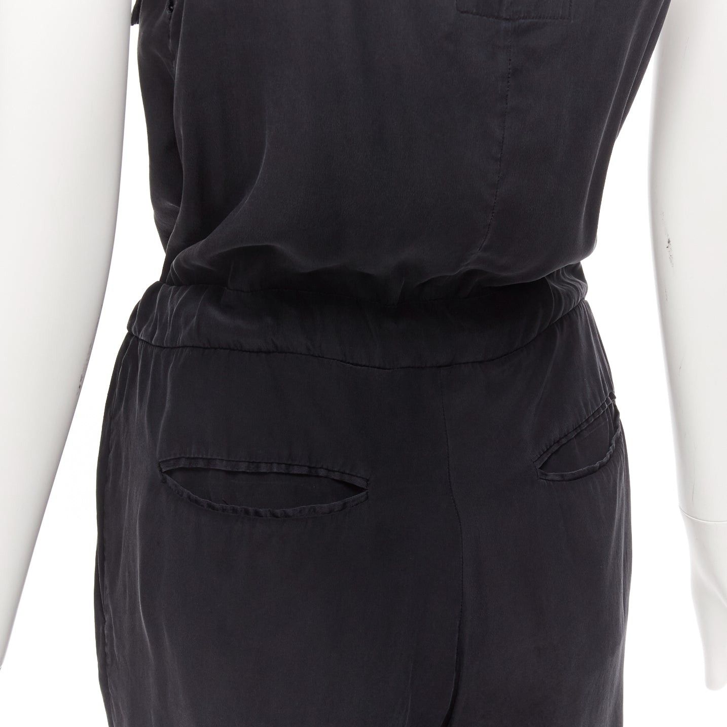 Rag & Bone RAG & BONE 100% charmeuse silk charcoal grey belted jumpsuit US0 XS Size 26" / US 2 / IT 38 - 2 Thumbnail