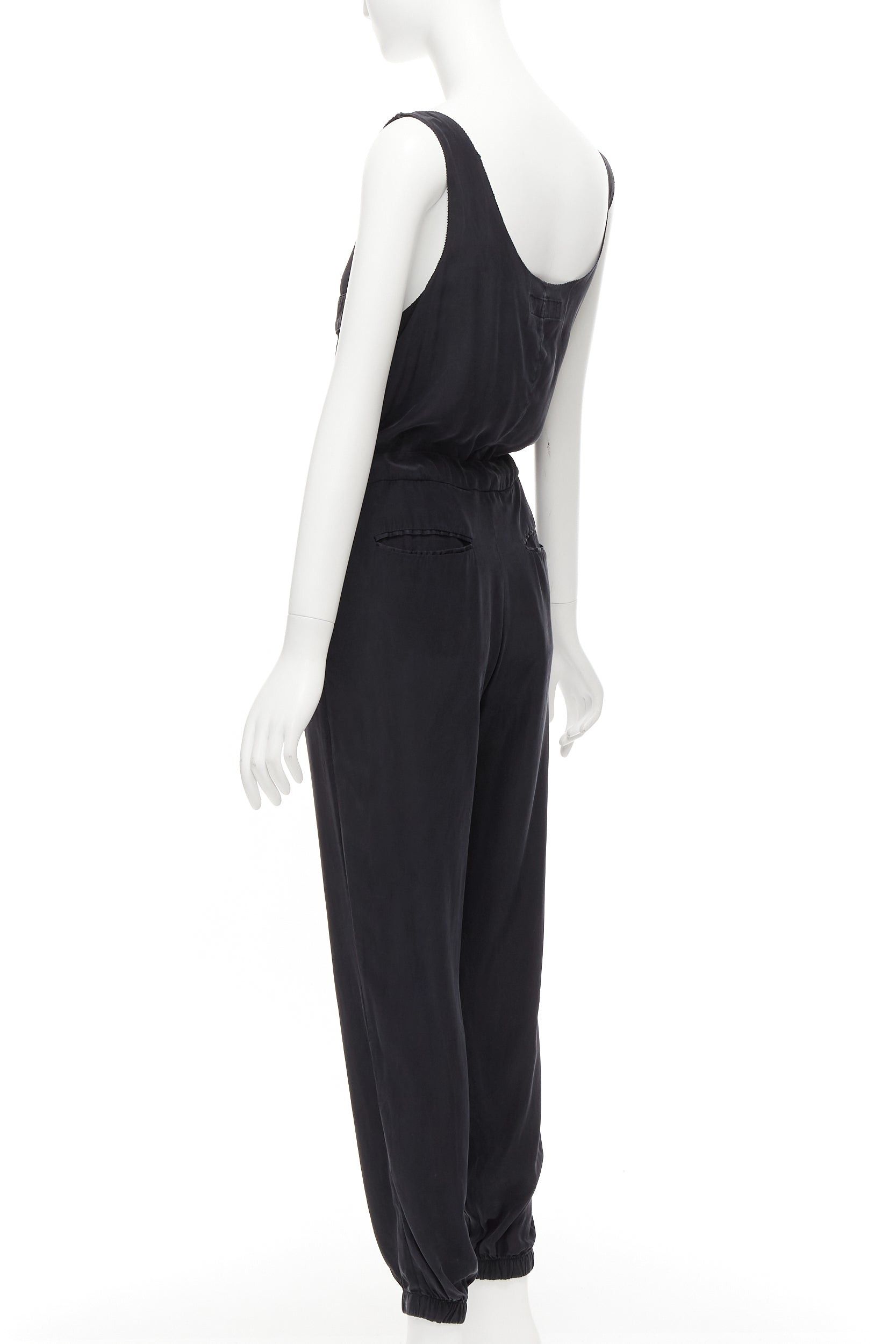 Rag & Bone RAG & BONE 100% charmeuse silk charcoal grey belted jumpsuit US0 XS Size 26" / US 2 / IT 38 - 6 Thumbnail