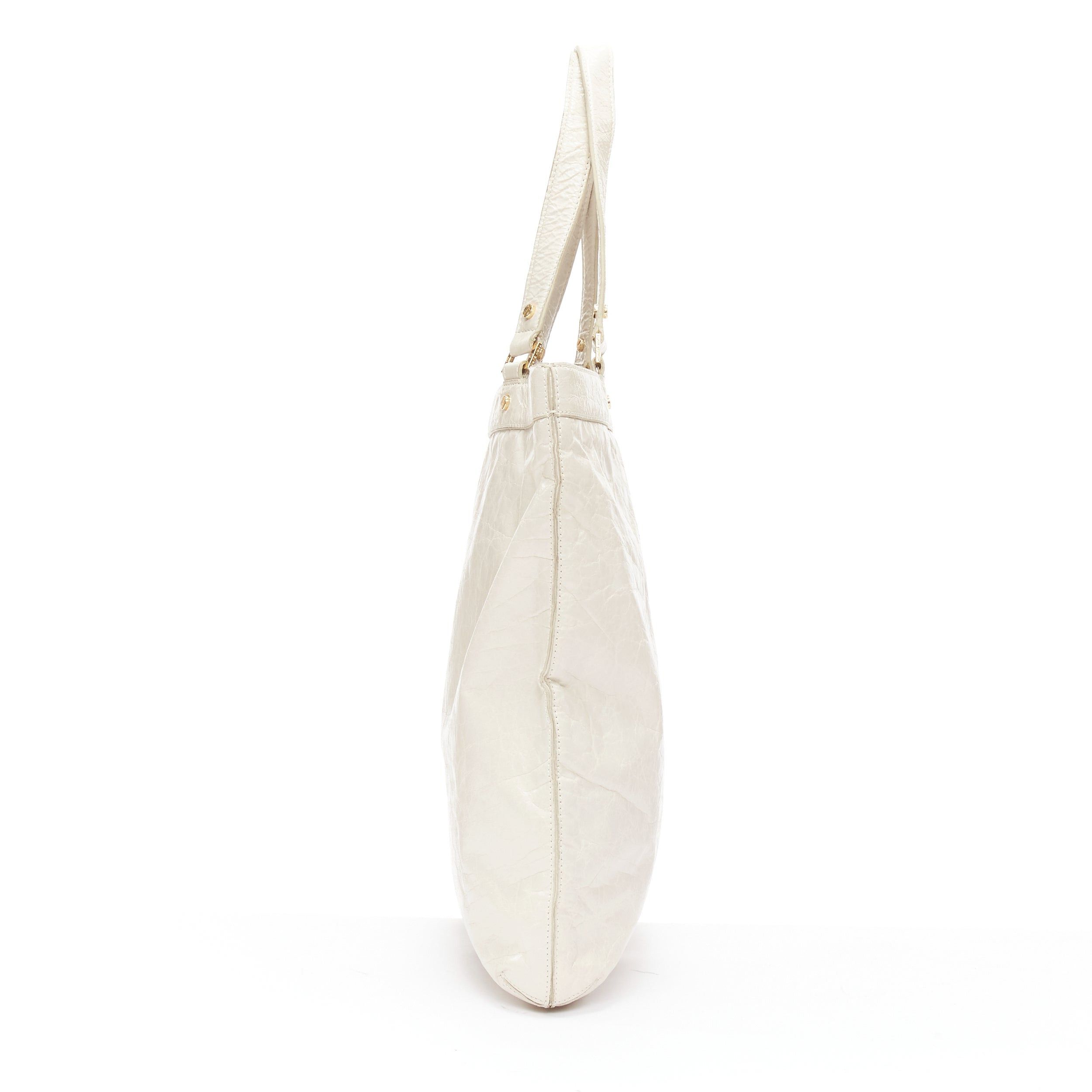 Tory Burch TORY BURCH white textured leather logo patch gold hardware A4 tote bag Size ONE SIZE - 4 Thumbnail