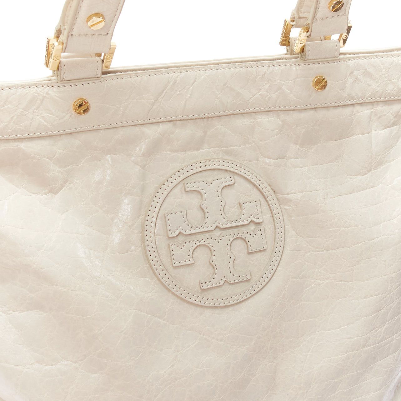 Tory Burch TORY BURCH white textured leather logo patch gold hardware A4 tote bag Size ONE SIZE - 7 Thumbnail