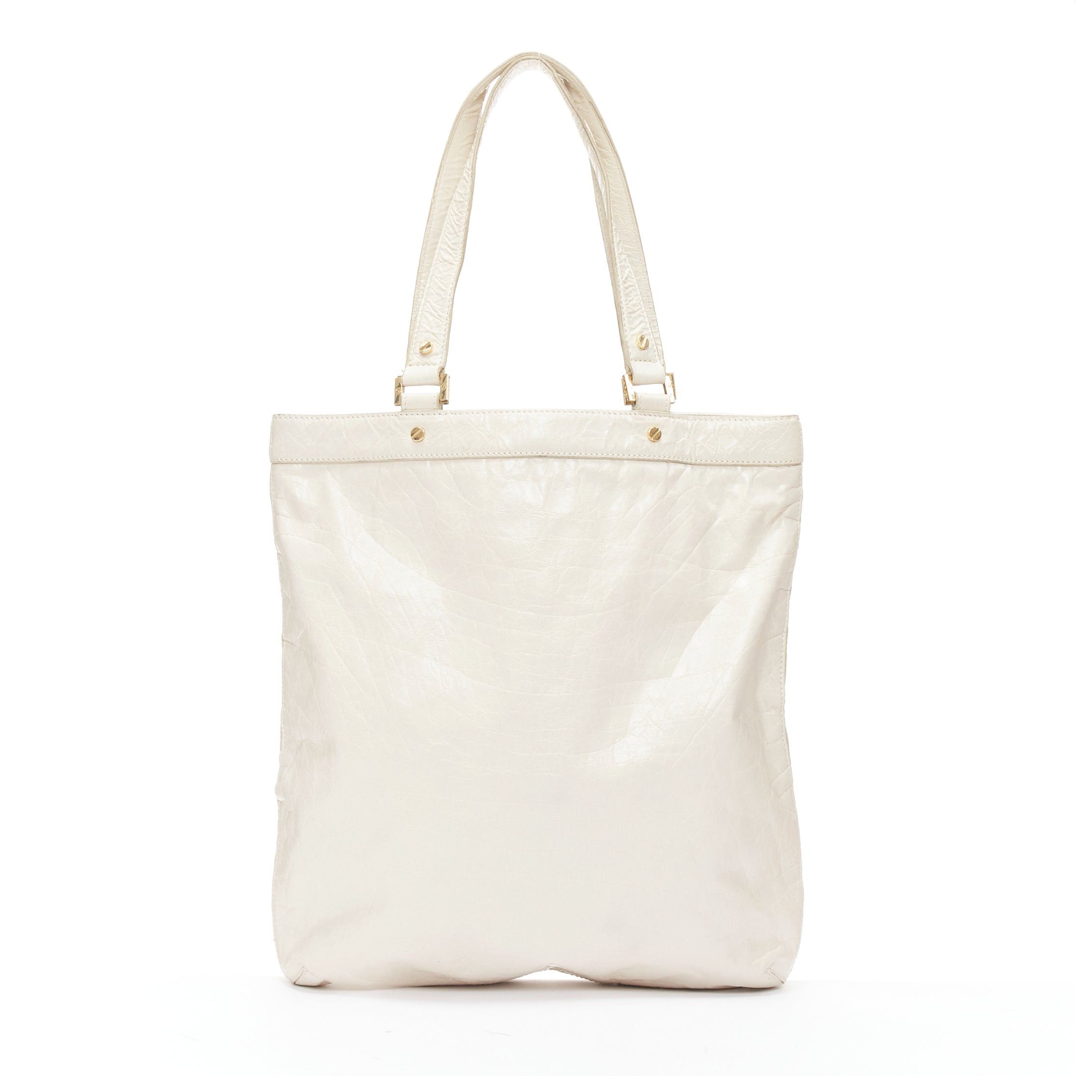 Tory Burch TORY BURCH white textured leather logo patch gold hardware A4 tote bag Size ONE SIZE - 5 Thumbnail