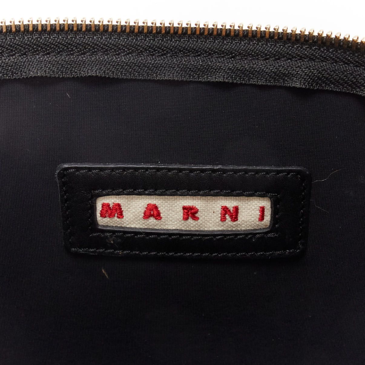 Marni MARNI beige black smooth leather gold stud buckle dual oversized zip clutch bag Size ONE SIZE - 9 Thumbnail