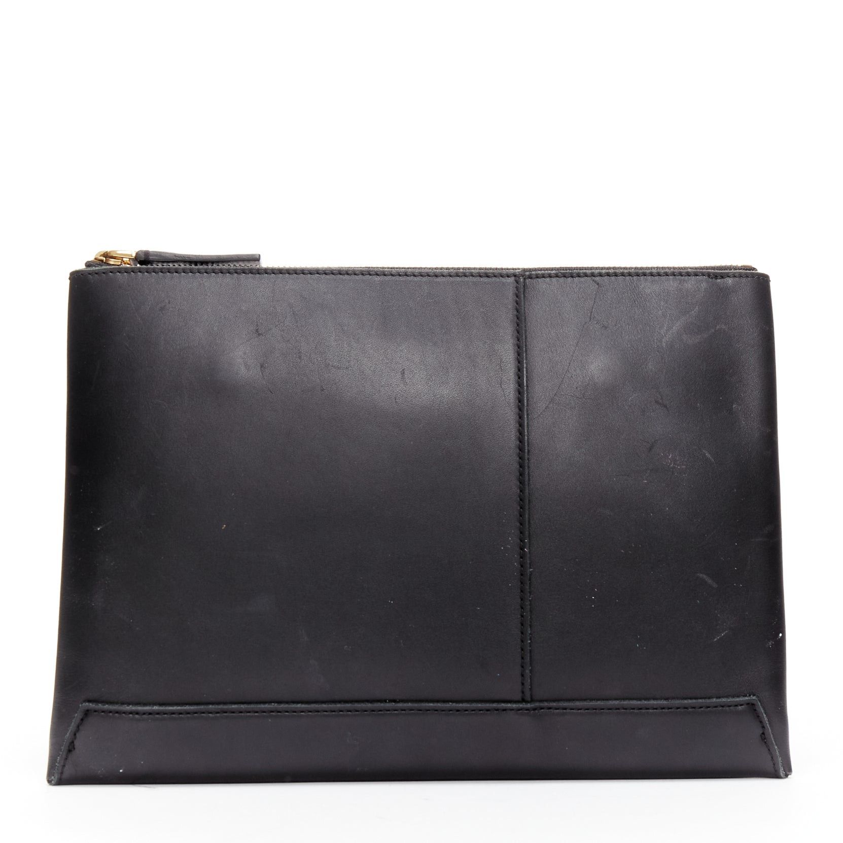 Marni MARNI beige black smooth leather gold stud buckle dual oversized zip clutch bag Size ONE SIZE - 4 Thumbnail