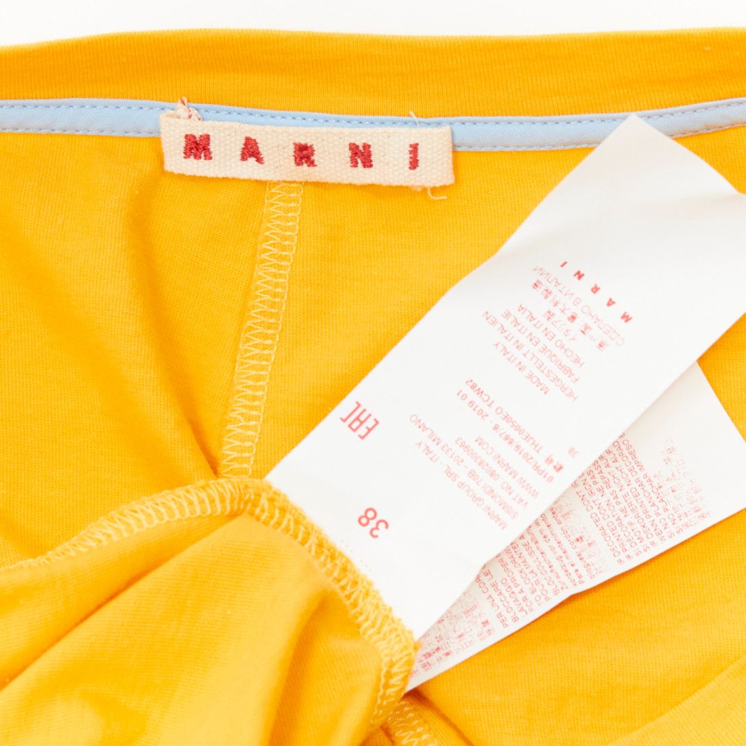Marni MARNI mango yellow cotton blue trim ruched sides cap sleeve t-shirt top IT38 XS Size XS / US 0-2 / IT 36-38 - 8 Thumbnail