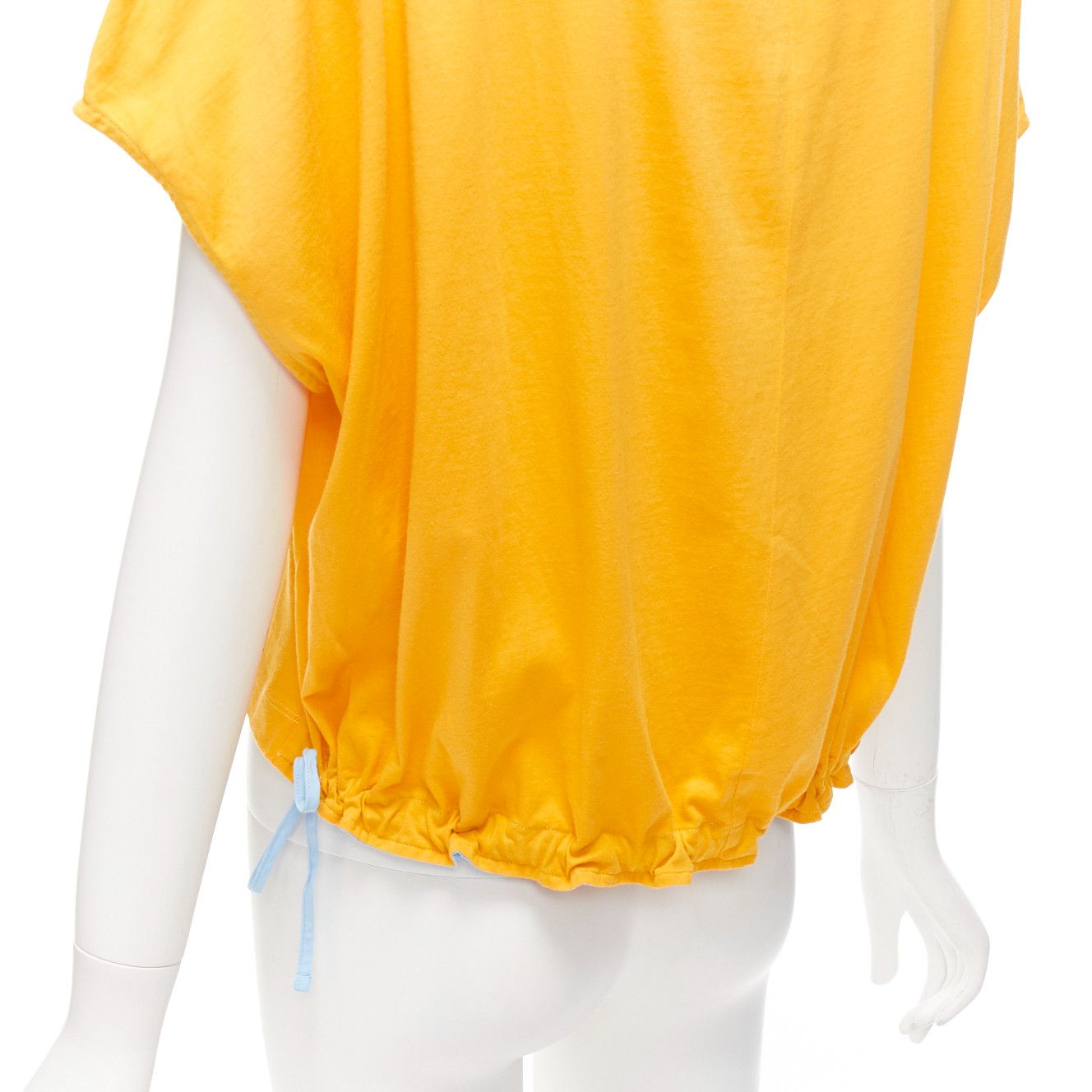 Marni MARNI mango yellow cotton blue trim ruched sides cap sleeve t-shirt top IT38 XS Size XS / US 0-2 / IT 36-38 - 2 Thumbnail