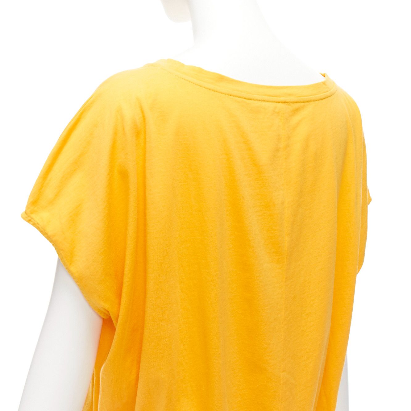Marni MARNI mango yellow cotton blue trim ruched sides cap sleeve t-shirt top IT38 XS Size XS / US 0-2 / IT 36-38 - 7 Thumbnail