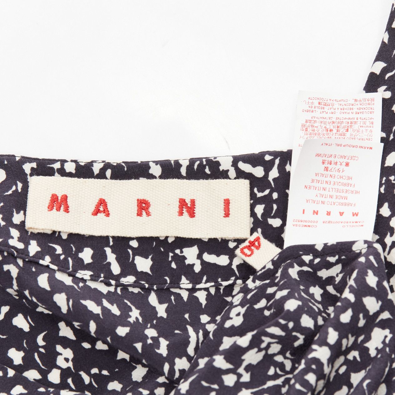Marni MARNI 100% silk black white speckle print asymmetric neck shirt dress IT40 S Size S / US 4 / IT 40 - 9 Thumbnail