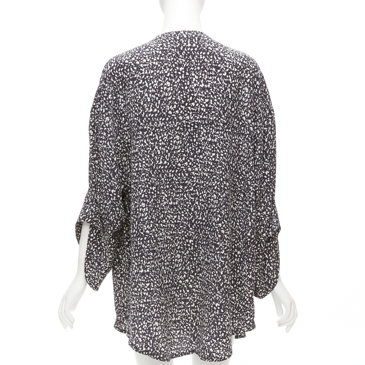 Marni MARNI 100% silk black white speckle print asymmetric neck shirt dress IT40 S Size S / US 4 / IT 40 - 5 Thumbnail