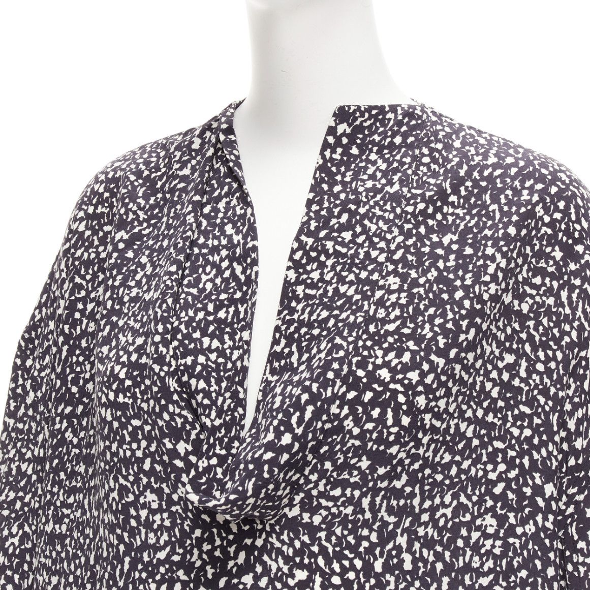 Marni MARNI 100% silk black white speckle print asymmetric neck shirt dress IT40 S Size S / US 4 / IT 40 - 7 Thumbnail