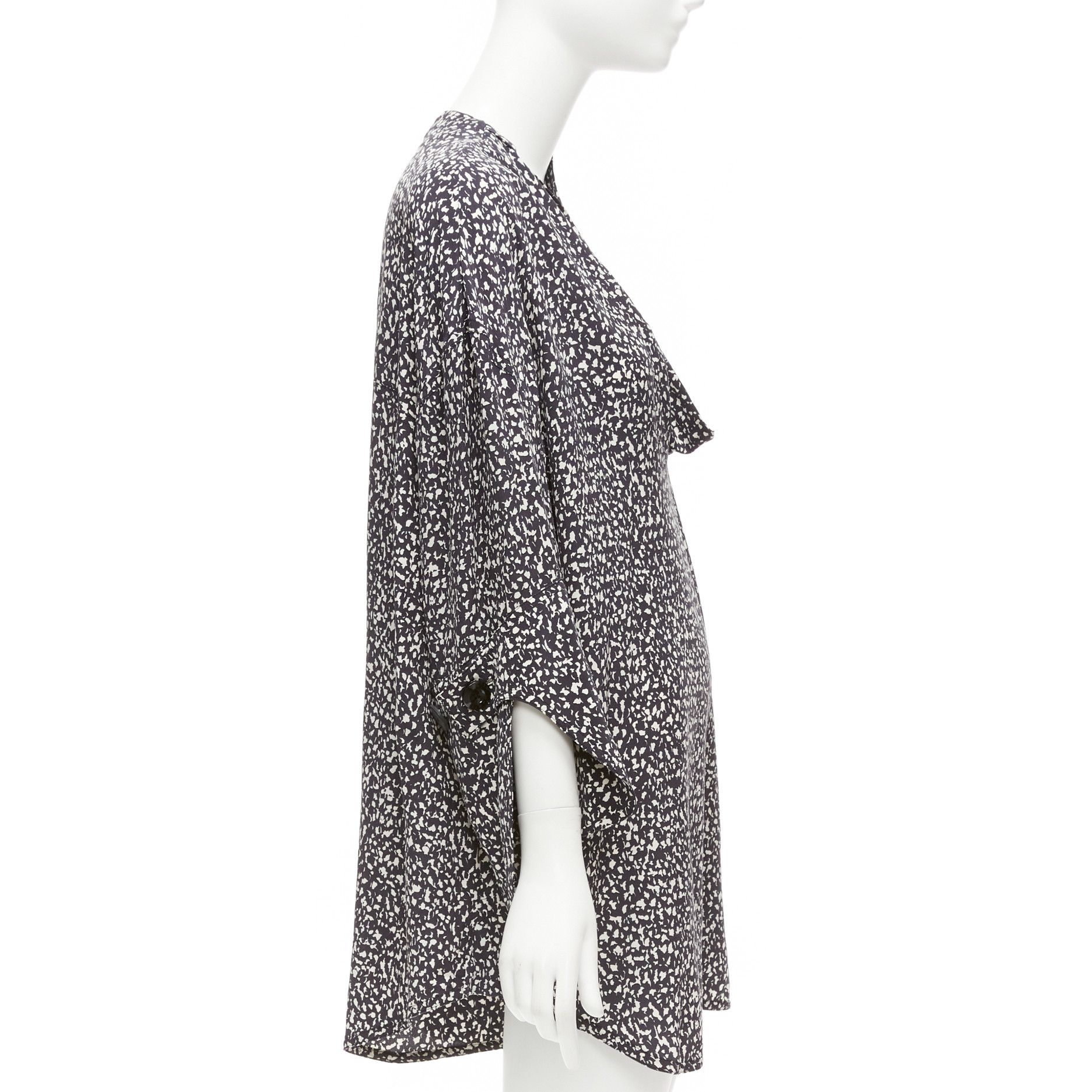 Marni MARNI 100% silk black white speckle print asymmetric neck shirt dress IT40 S Size S / US 4 / IT 40 - 4 Thumbnail