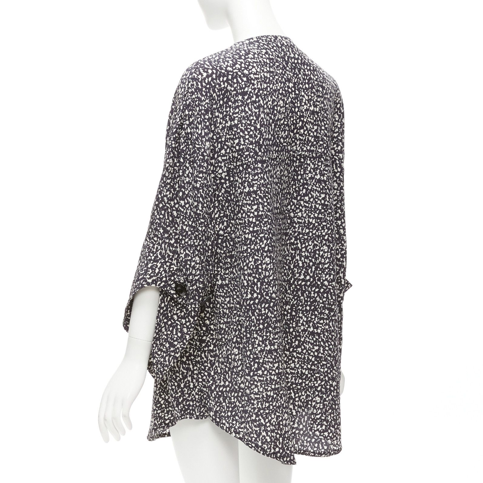 Marni MARNI 100% silk black white speckle print asymmetric neck shirt dress IT40 S Size S / US 4 / IT 40 - 6 Thumbnail
