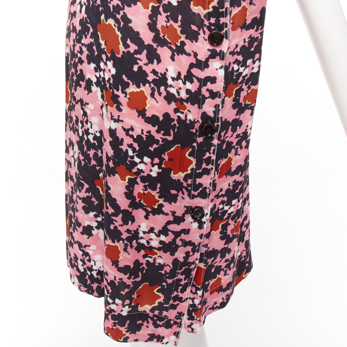 Marni MARNI pink brown abstract splash print button slit side dress IT40 S Size S / US 4 / IT 40 - 2 Thumbnail