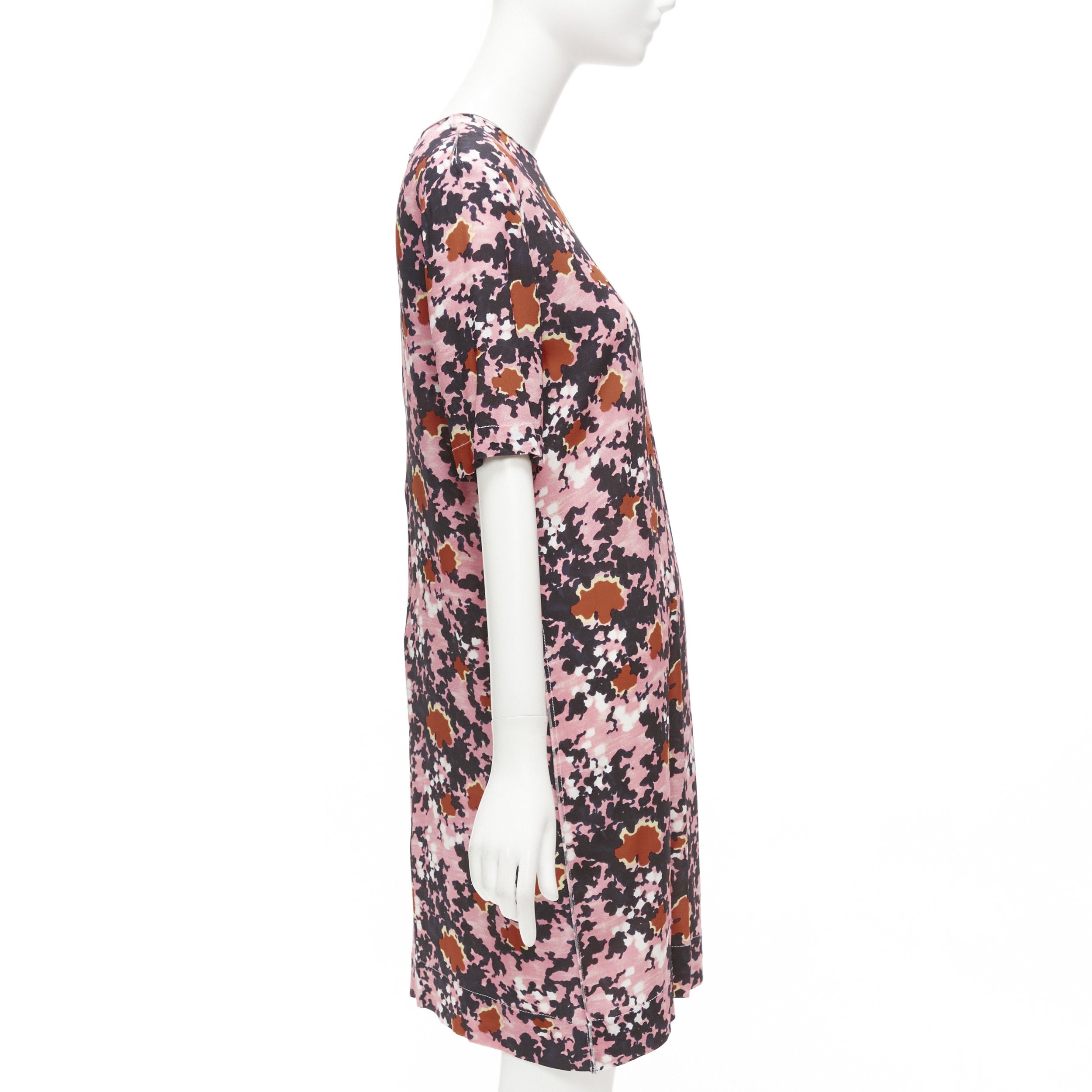 Marni MARNI pink brown abstract splash print button slit side dress IT40 S Size S / US 4 / IT 40 - 4 Thumbnail