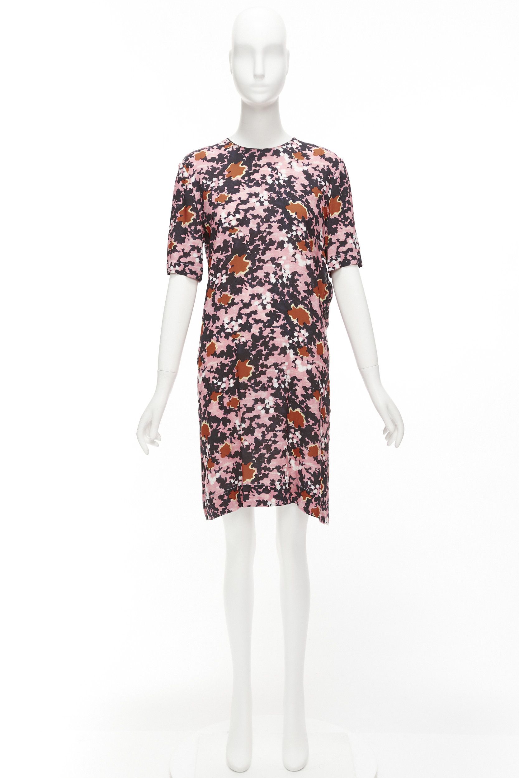 Marni MARNI pink brown abstract splash print button slit side dress IT40 S Size S / US 4 / IT 40 - 9 Thumbnail