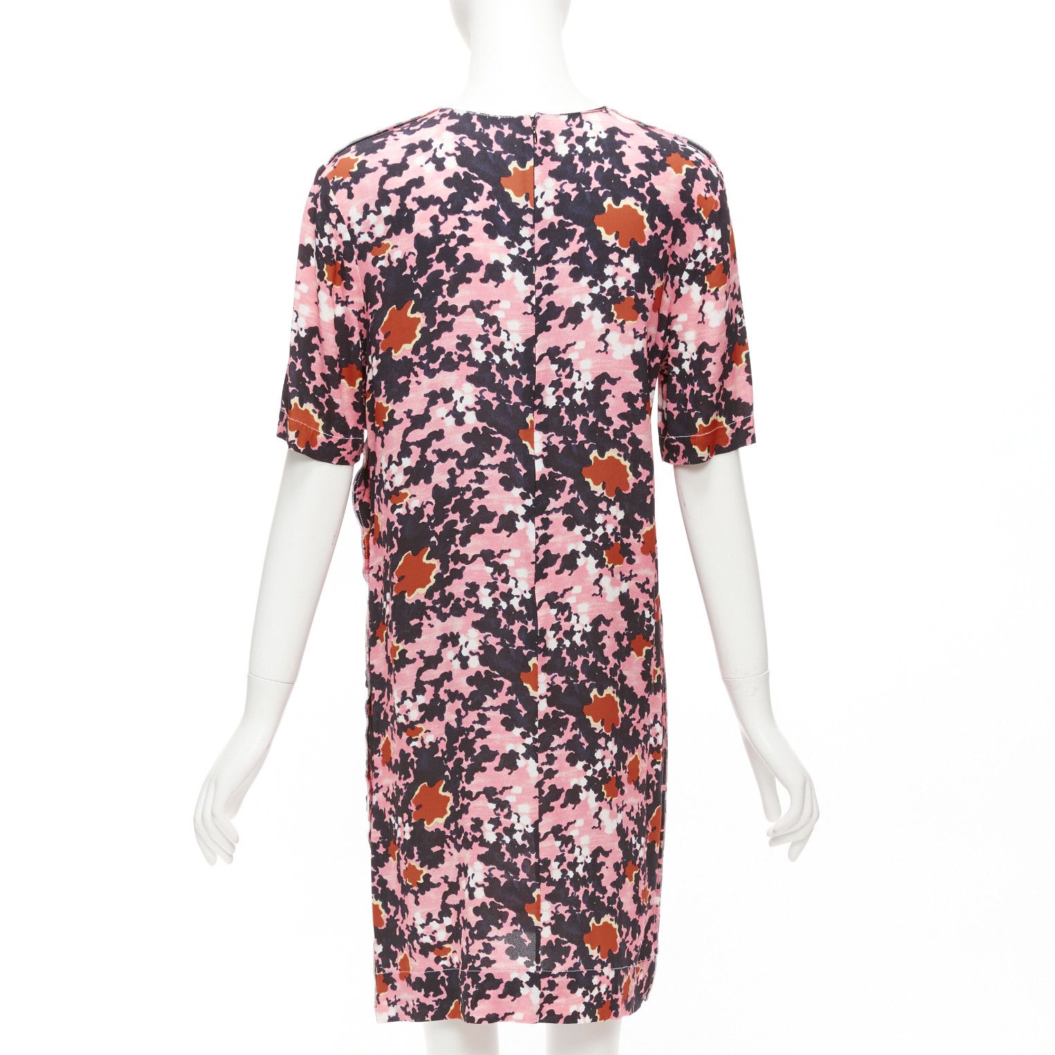Marni MARNI pink brown abstract splash print button slit side dress IT40 S Size S / US 4 / IT 40 - 5 Thumbnail