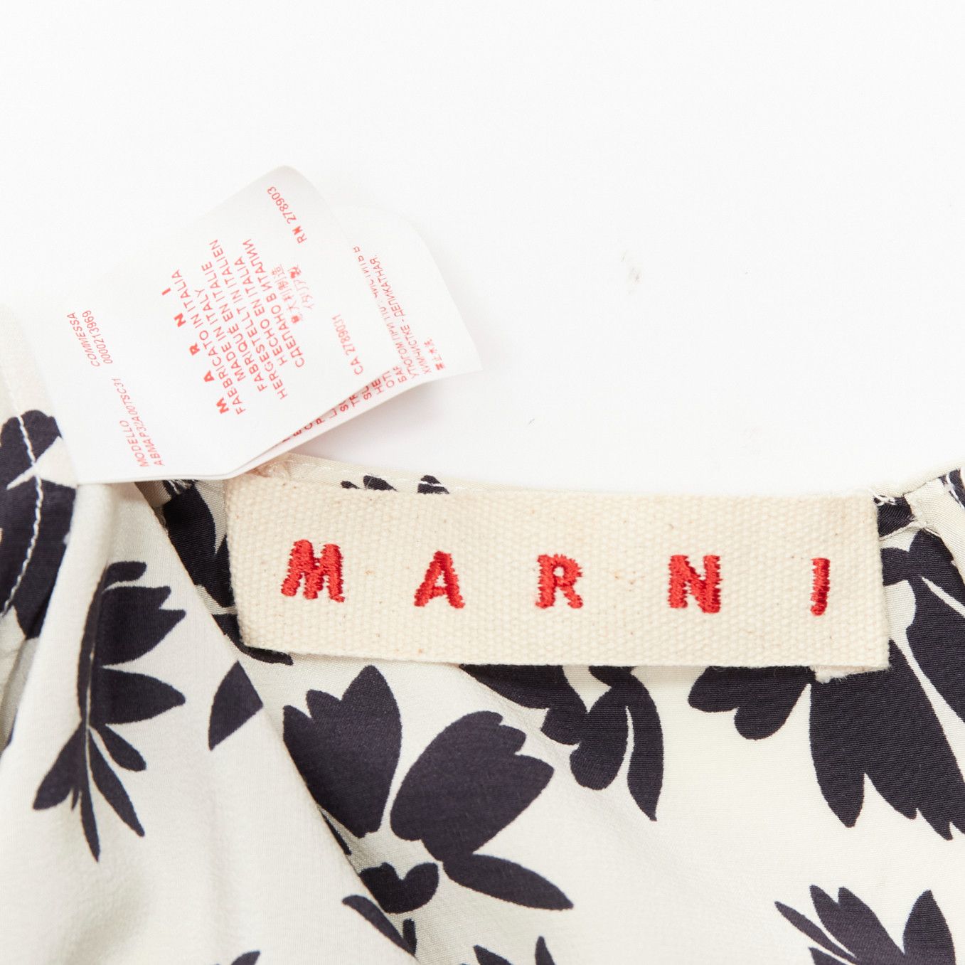 Marni MARNI white black floral print asymmetric panel dress IT42 M Size M / US 6-8 / IT 42-44 - 8 Thumbnail