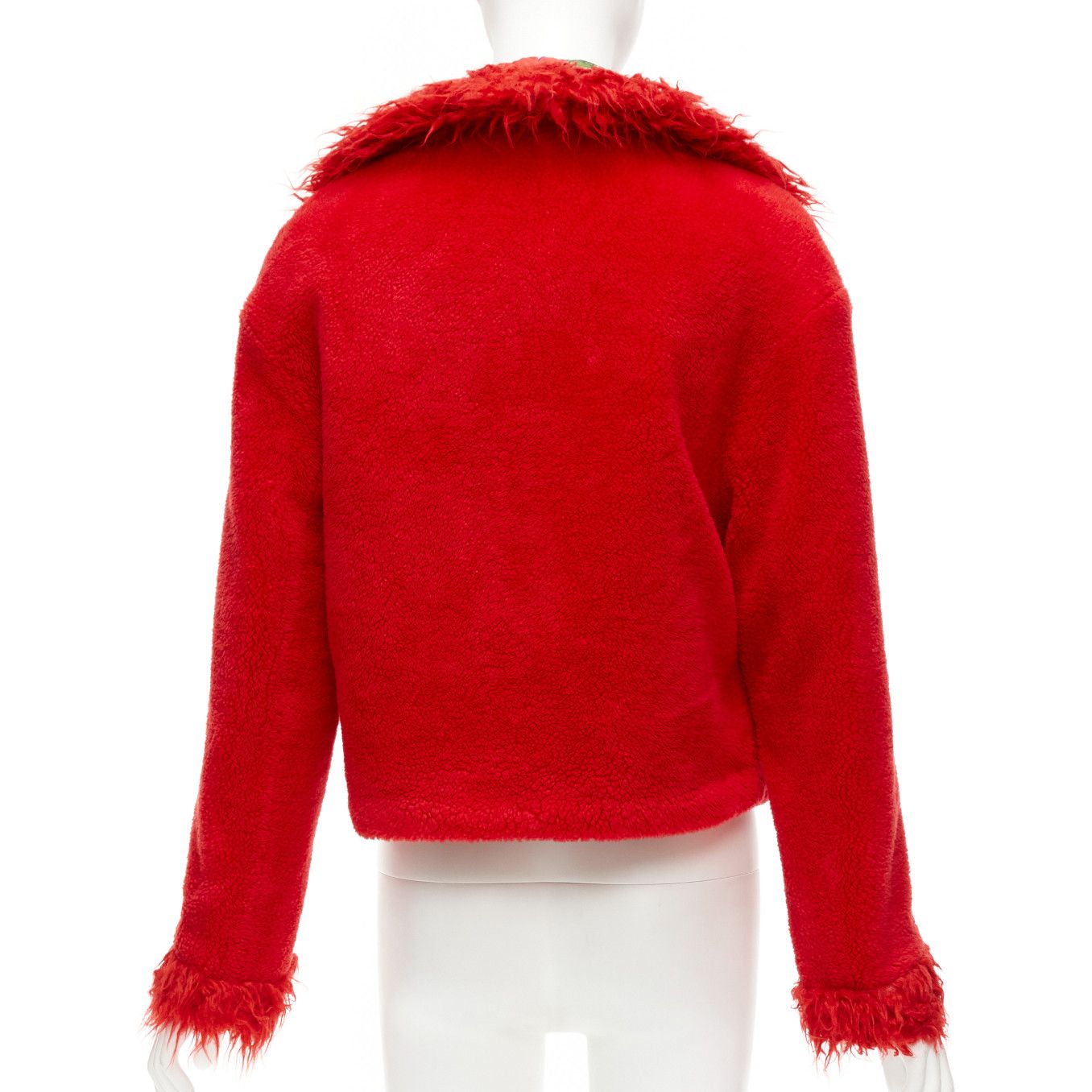 Kenzo KENZO Memento reversible red purple flower print faux fur crop jacket FR34 XS Size XS / US 0-2 / IT 36-38 - 12 Thumbnail