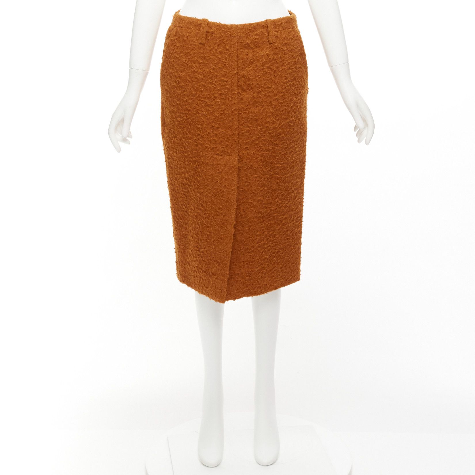Marni MARNI brown textured alpaca silk pocketed front slit pencil skirt IT38 XS Size 26" / US 2 / IT 38 - 9 Thumbnail