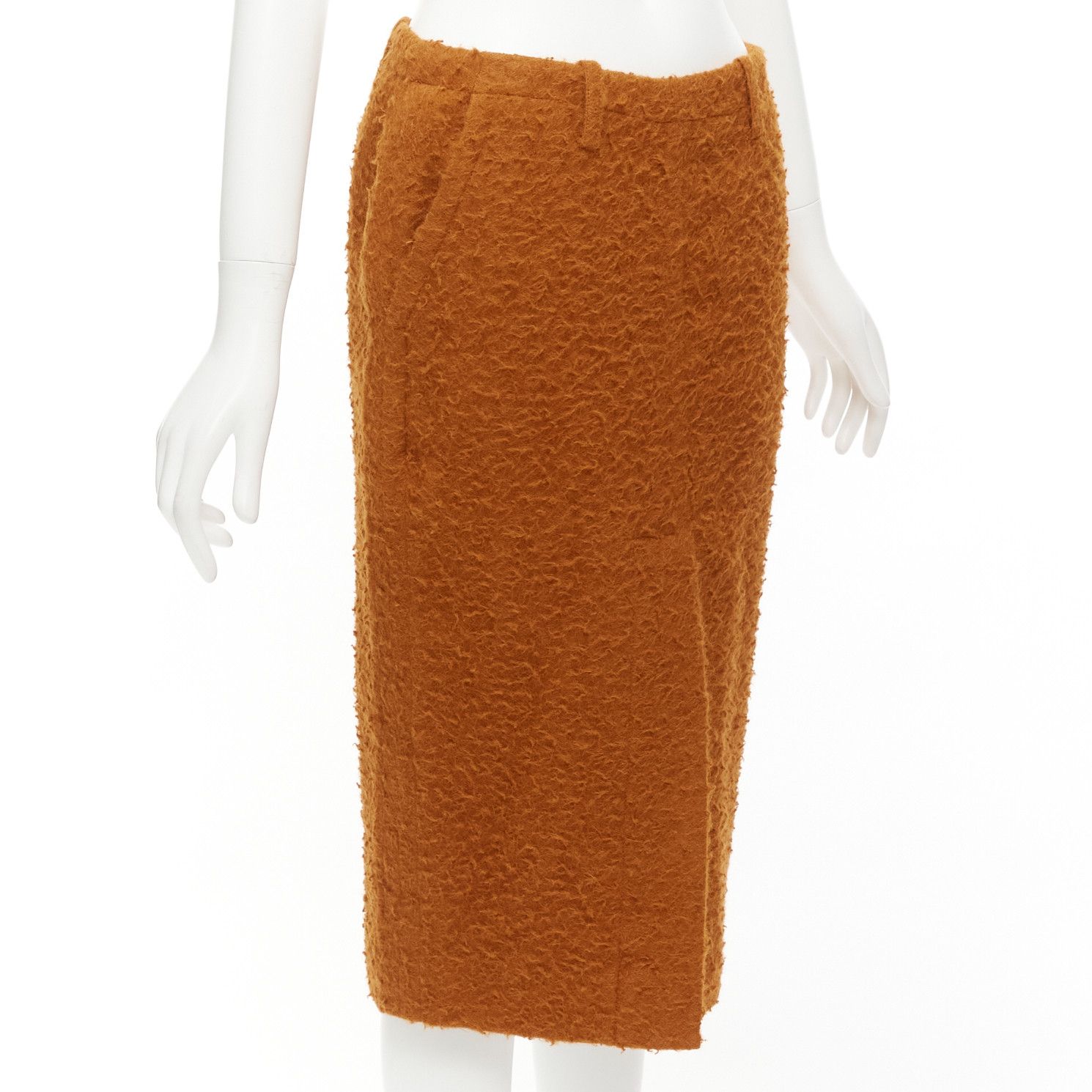 Marni MARNI brown textured alpaca silk pocketed front slit pencil skirt IT38 XS Size 26" / US 2 / IT 38 - 3 Thumbnail