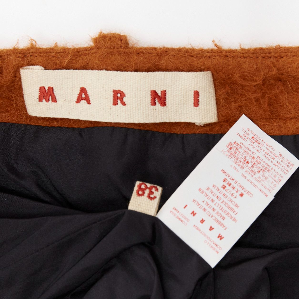 Marni MARNI brown textured alpaca silk pocketed front slit pencil skirt IT38 XS Size 26" / US 2 / IT 38 - 8 Thumbnail
