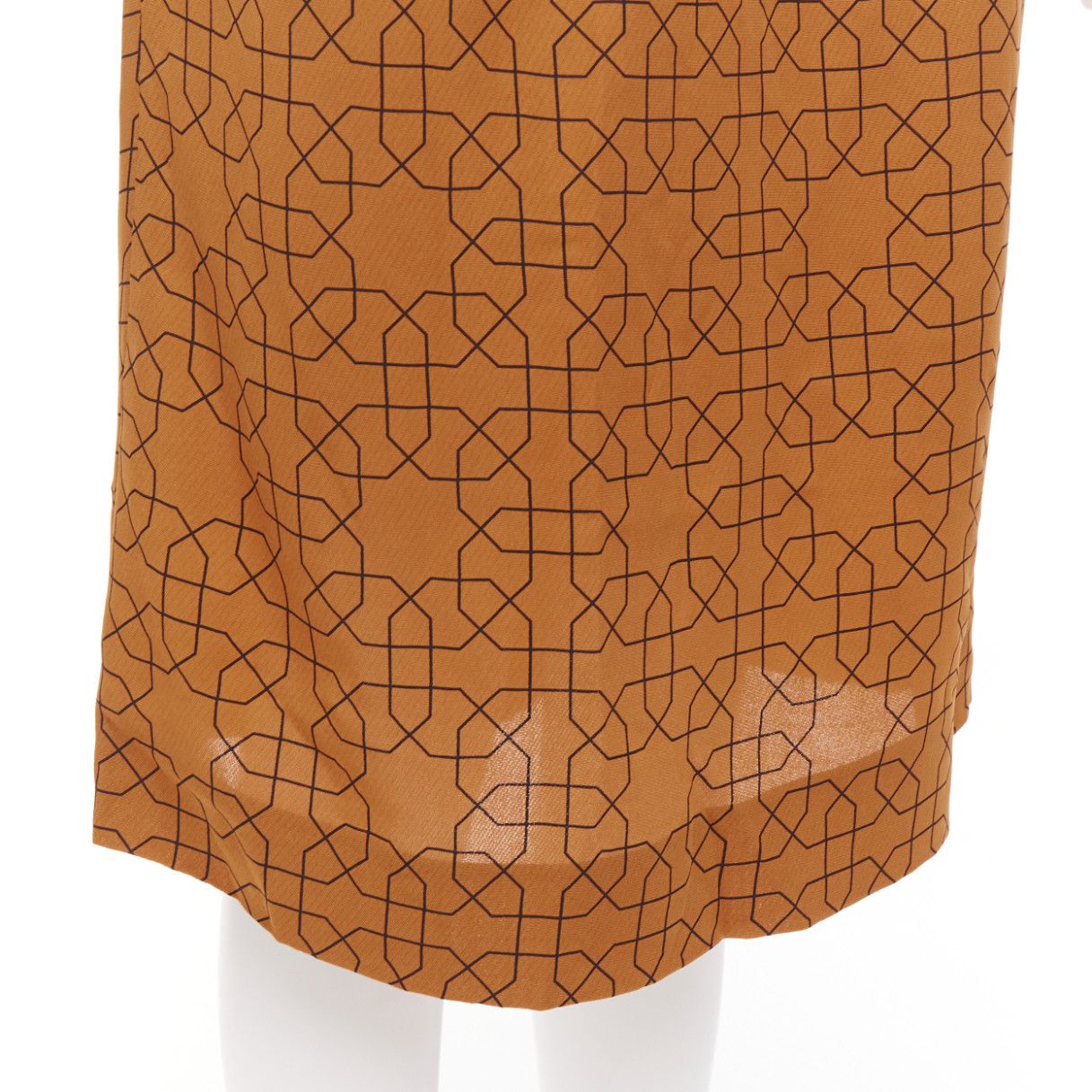 Marni MARNI brown viscose black oriental geometric print knee length skirt IT40 S Size 27" / US 4 / IT 40 - 2 Thumbnail