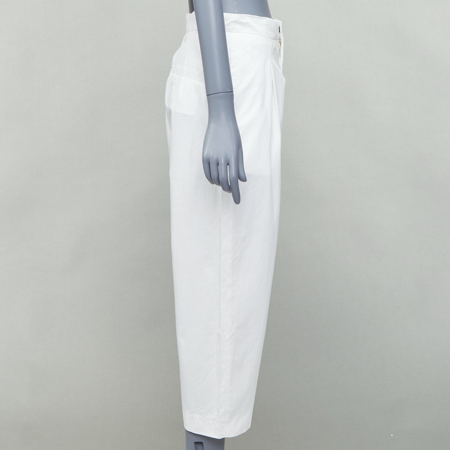 Marni MARNI white cotton pleated front high waist cropped pants IT38 XS Size 26" / US 2 / IT 38 - 4 Thumbnail