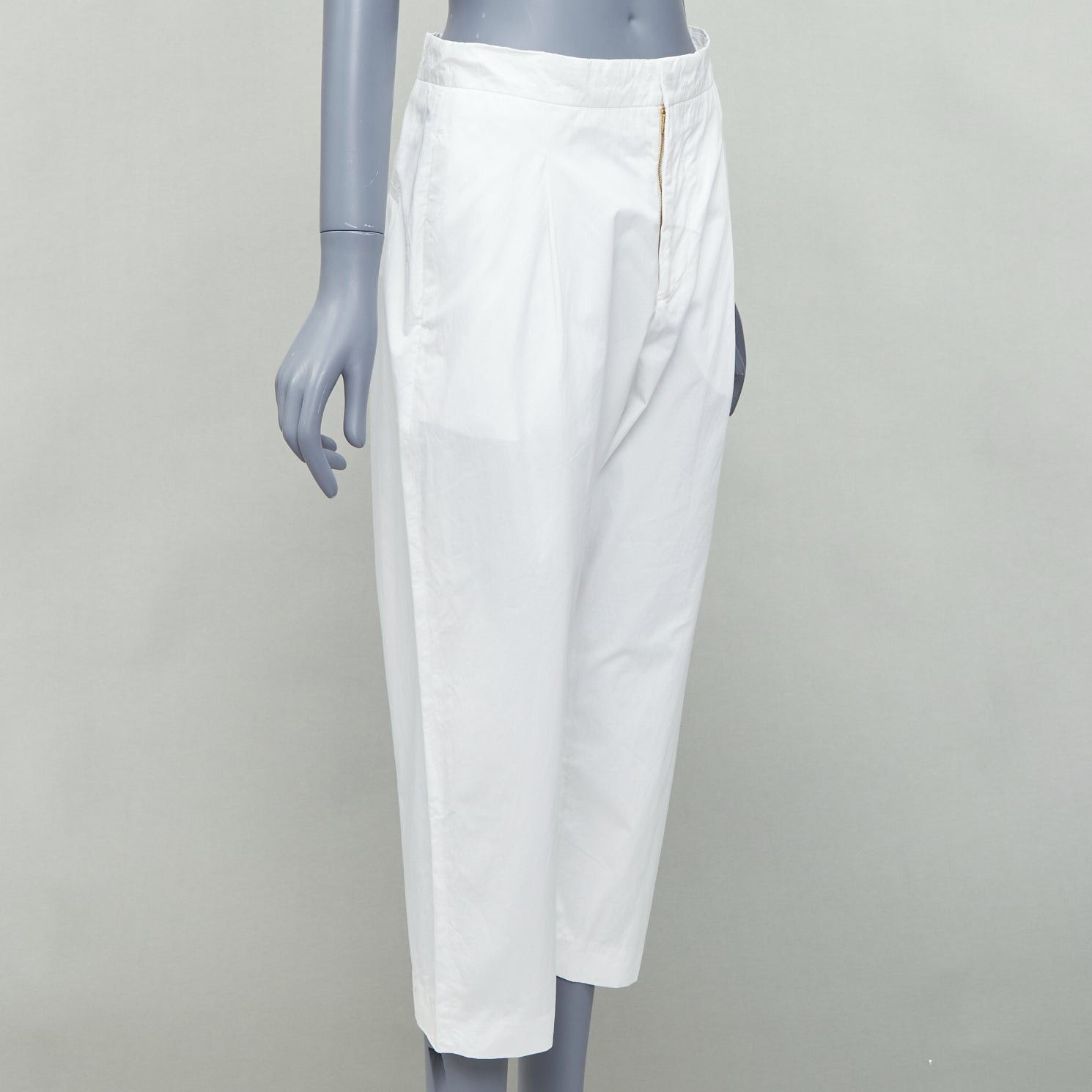 Marni MARNI white cotton pleated front high waist cropped pants IT38 XS Size 26" / US 2 / IT 38 - 3 Thumbnail