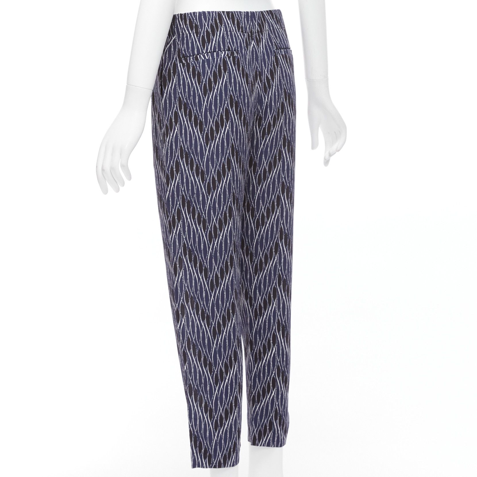 Marni MARNI navy black geometric pattern print elastic waist crop pants IT40 S Size 27" / US 4 / IT 40 - 6 Thumbnail