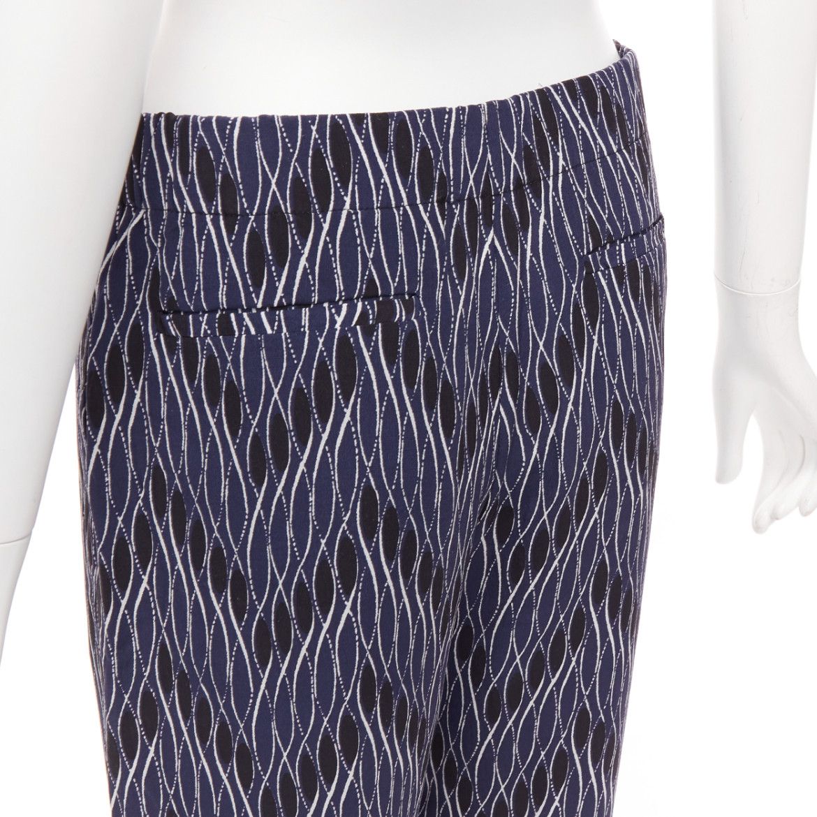 Marni MARNI navy black geometric pattern print elastic waist crop pants IT40 S Size 27" / US 4 / IT 40 - 2 Thumbnail