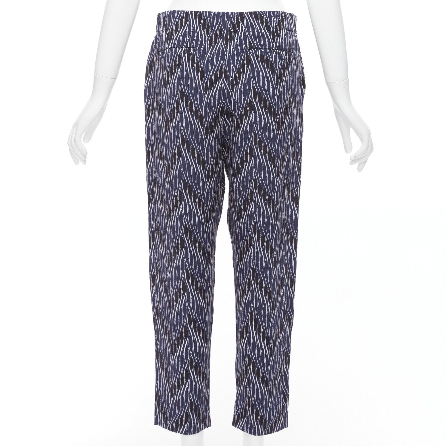 Marni MARNI navy black geometric pattern print elastic waist crop pants IT40 S Size 27" / US 4 / IT 40 - 5 Thumbnail