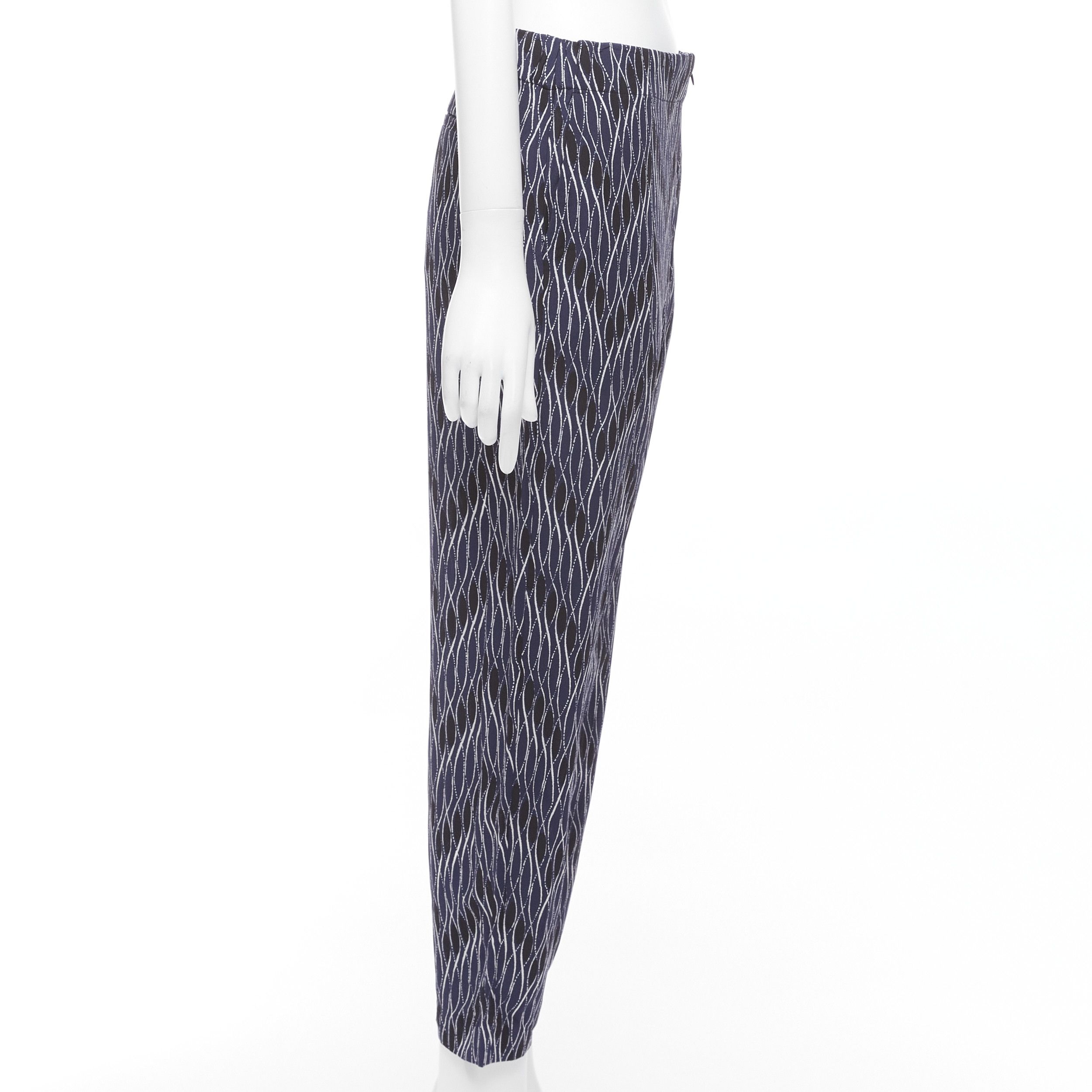 Marni MARNI navy black geometric pattern print elastic waist crop pants IT40 S Size 27" / US 4 / IT 40 - 4 Thumbnail