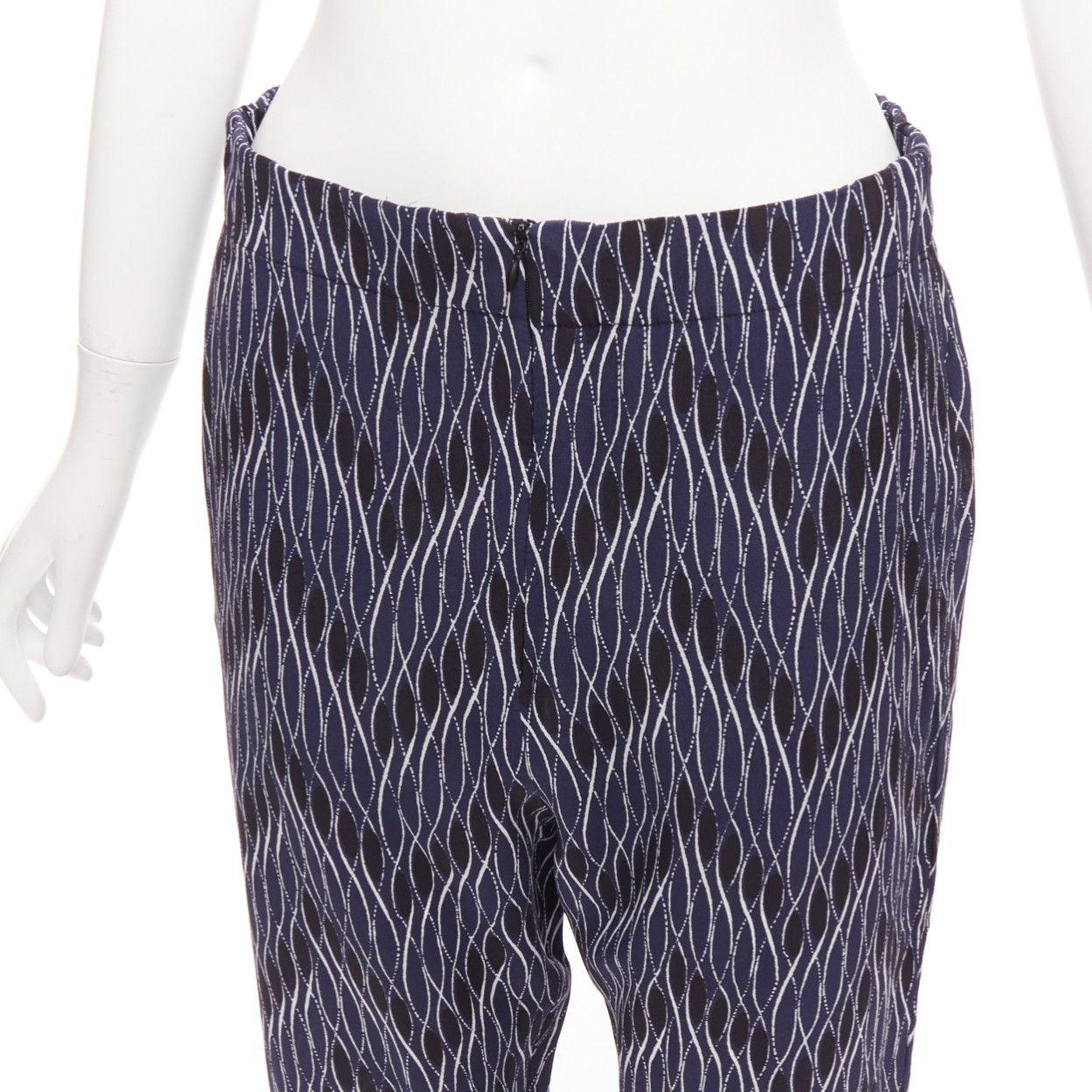 Marni MARNI navy black geometric pattern print elastic waist crop pants IT40 S Size 27" / US 4 / IT 40 - 7 Thumbnail