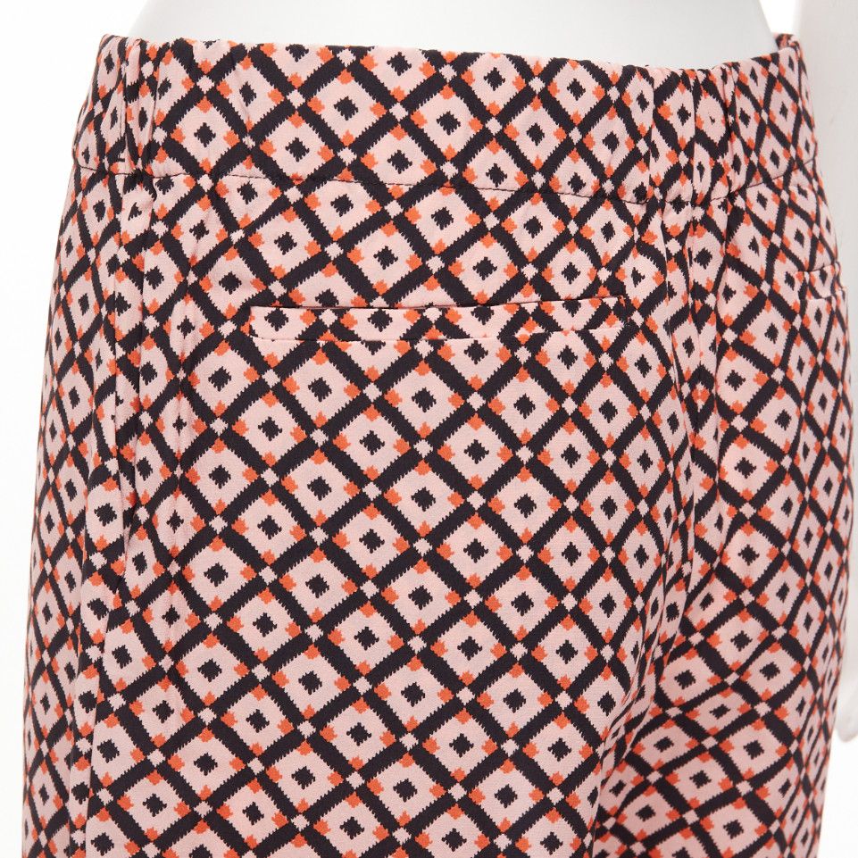 Marni MARNI 100% silk black pink geometric print elastic waist cropped pants IT40 S Size 27" / US 4 / IT 40 - 7 Thumbnail