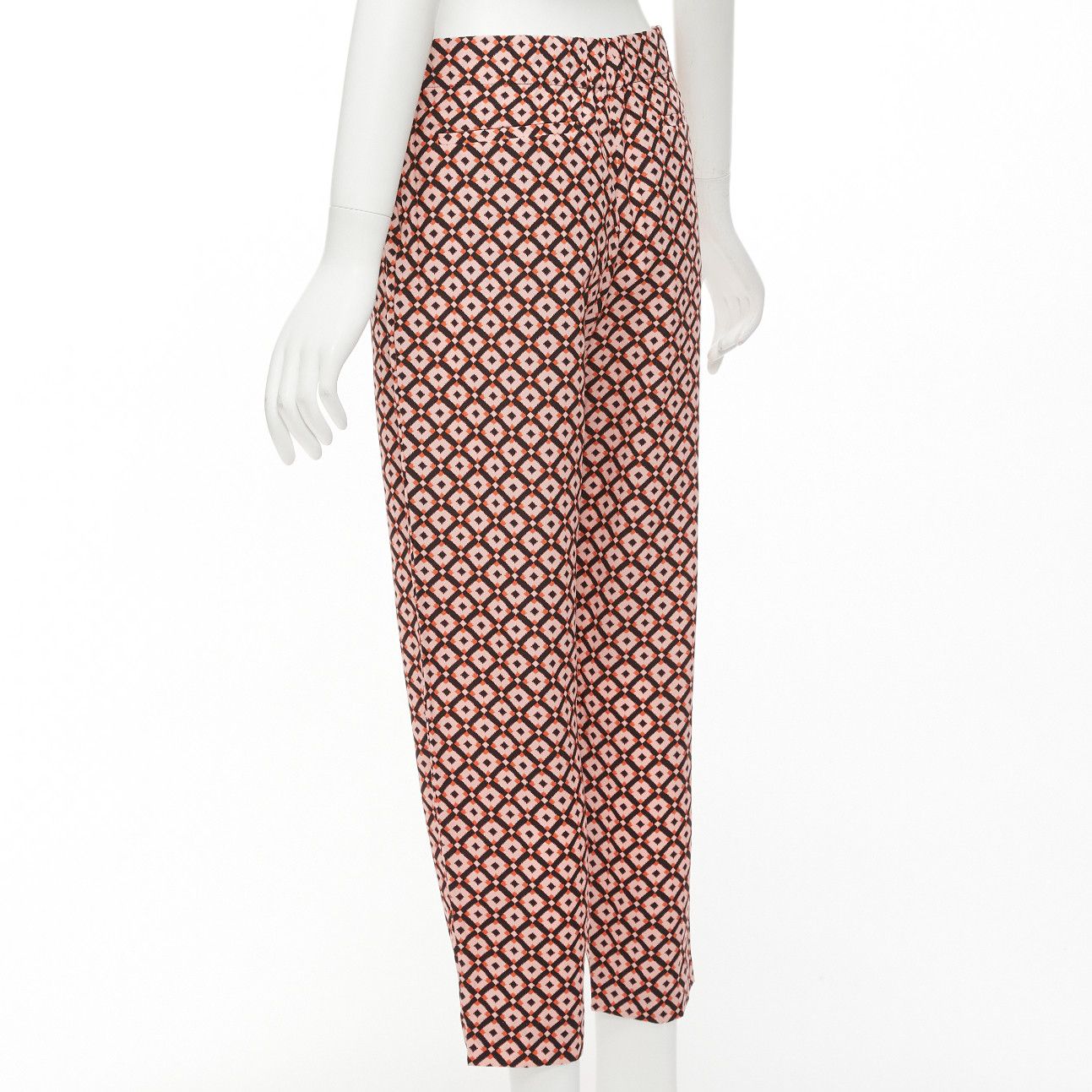 Marni MARNI 100% silk black pink geometric print elastic waist cropped pants IT40 S Size 27" / US 4 / IT 40 - 6 Thumbnail