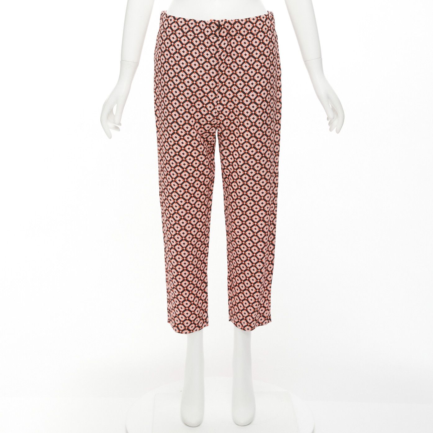 Marni MARNI 100% silk black pink geometric print elastic waist cropped pants IT40 S Size 27" / US 4 / IT 40 - 10 Thumbnail