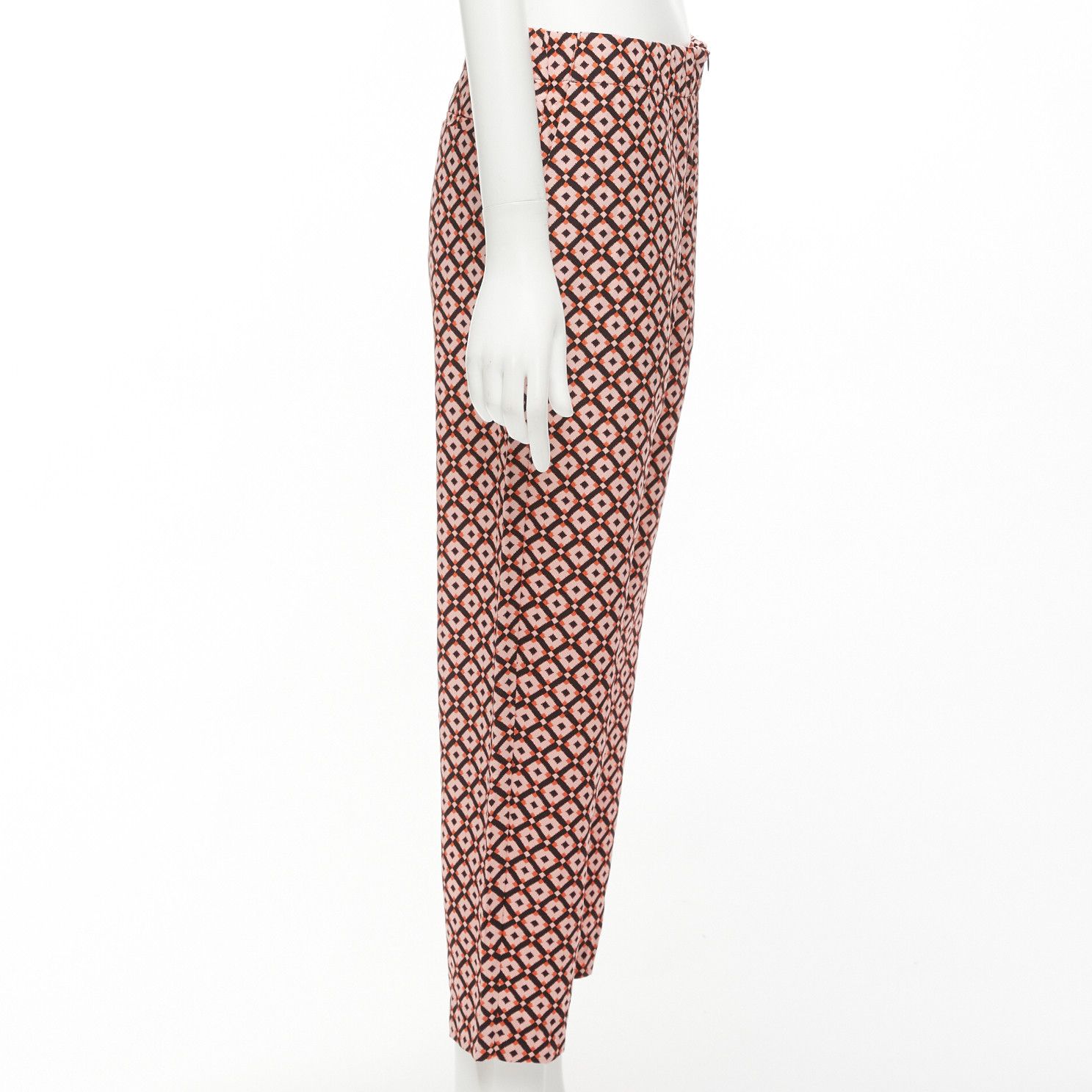 Marni MARNI 100% silk black pink geometric print elastic waist cropped pants IT40 S Size 27" / US 4 / IT 40 - 4 Thumbnail