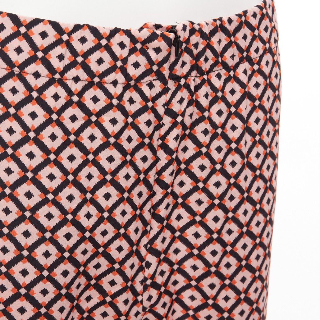 Marni MARNI 100% silk black pink geometric print elastic waist cropped pants IT40 S Size 27" / US 4 / IT 40 - 2 Thumbnail