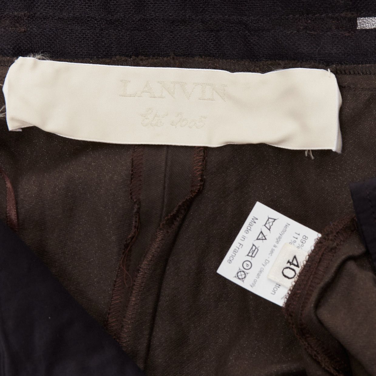 Lanvin LANVIN 2005 dark brown black cotton blend sheer waistband crop pants FR40 L Size 30" / US 8 / IT 44 - 8 Thumbnail