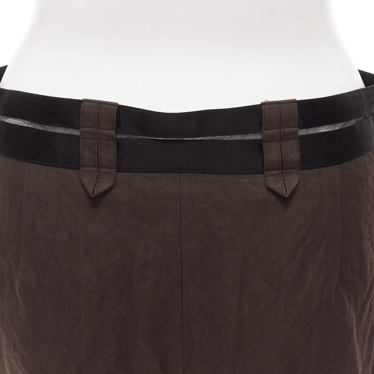 Lanvin LANVIN 2005 dark brown black cotton blend sheer waistband crop pants FR40 L Size 30" / US 8 / IT 44 - 7 Thumbnail