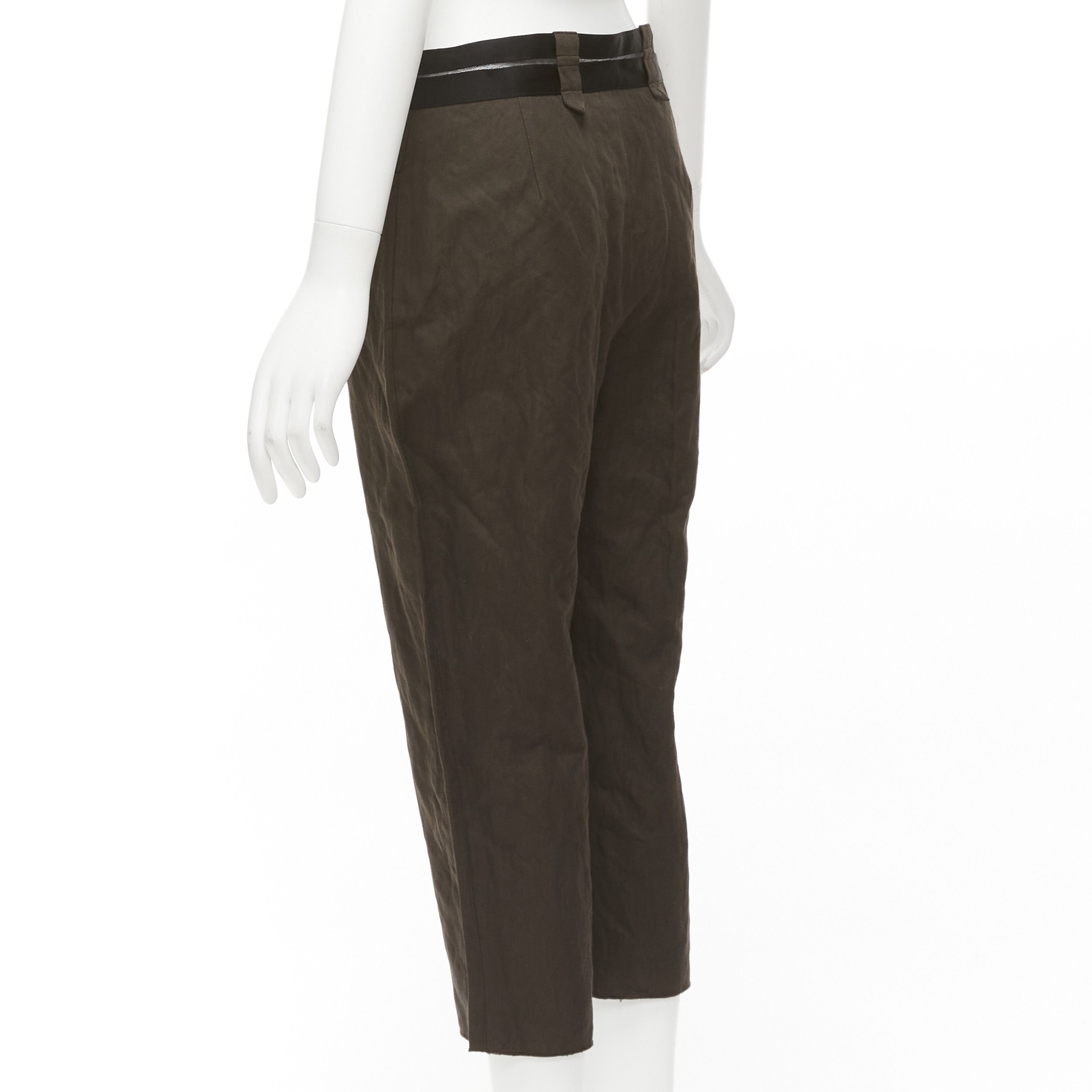 Lanvin LANVIN 2005 dark brown black cotton blend sheer waistband crop pants FR40 L Size 30" / US 8 / IT 44 - 6 Thumbnail