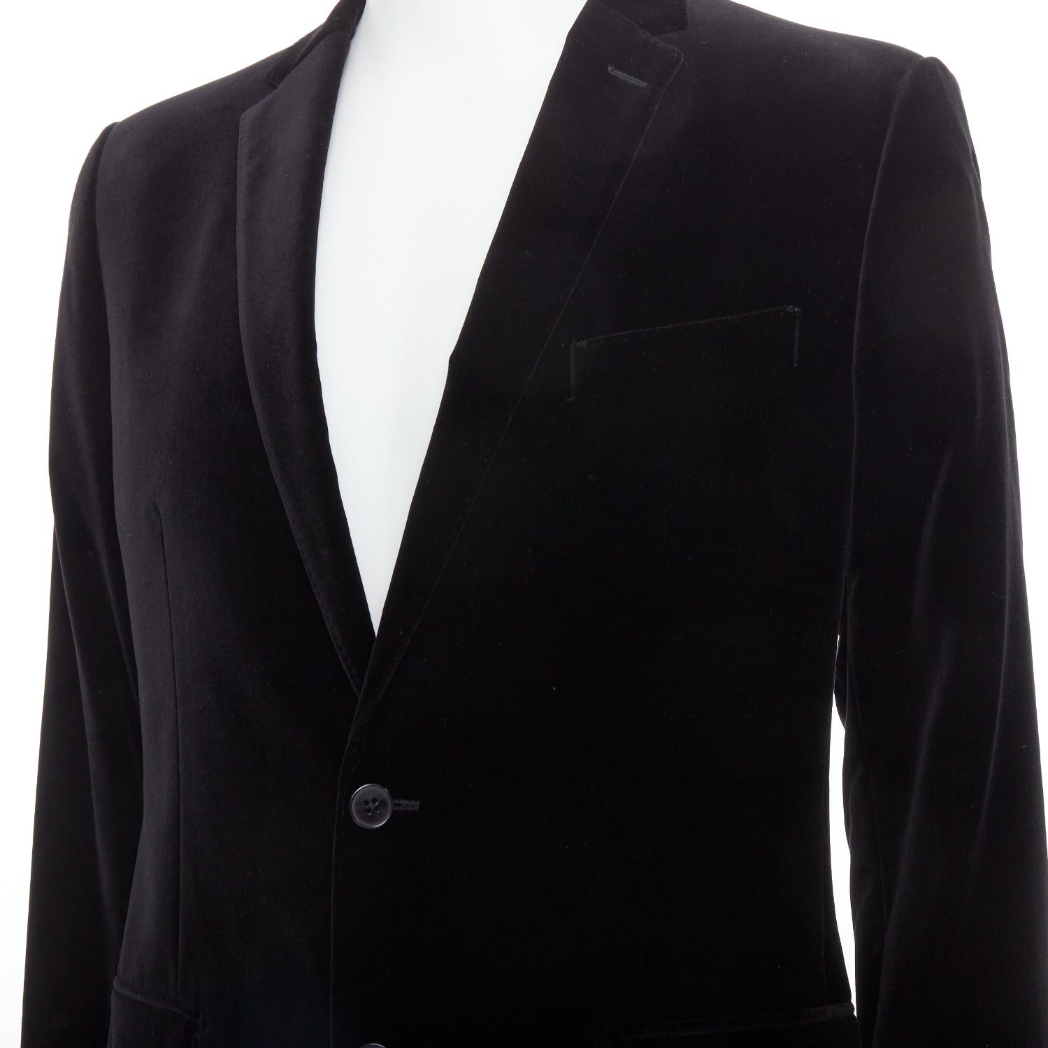 Dolce & Gabbana DOLCE GABBANA Martini Fit black cotton velvet blazer jacket pants suit IT48 M Size 48R - 8 Thumbnail