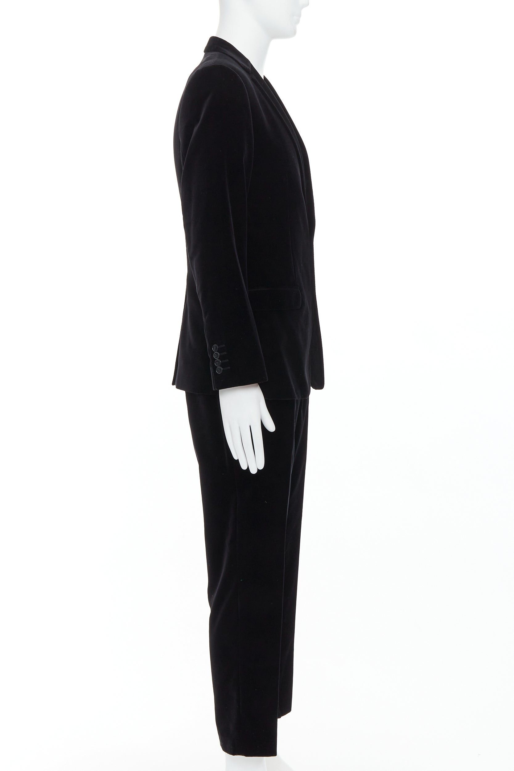 Dolce & Gabbana DOLCE GABBANA Martini Fit black cotton velvet blazer jacket pants suit IT48 M Size 48R - 3 Thumbnail