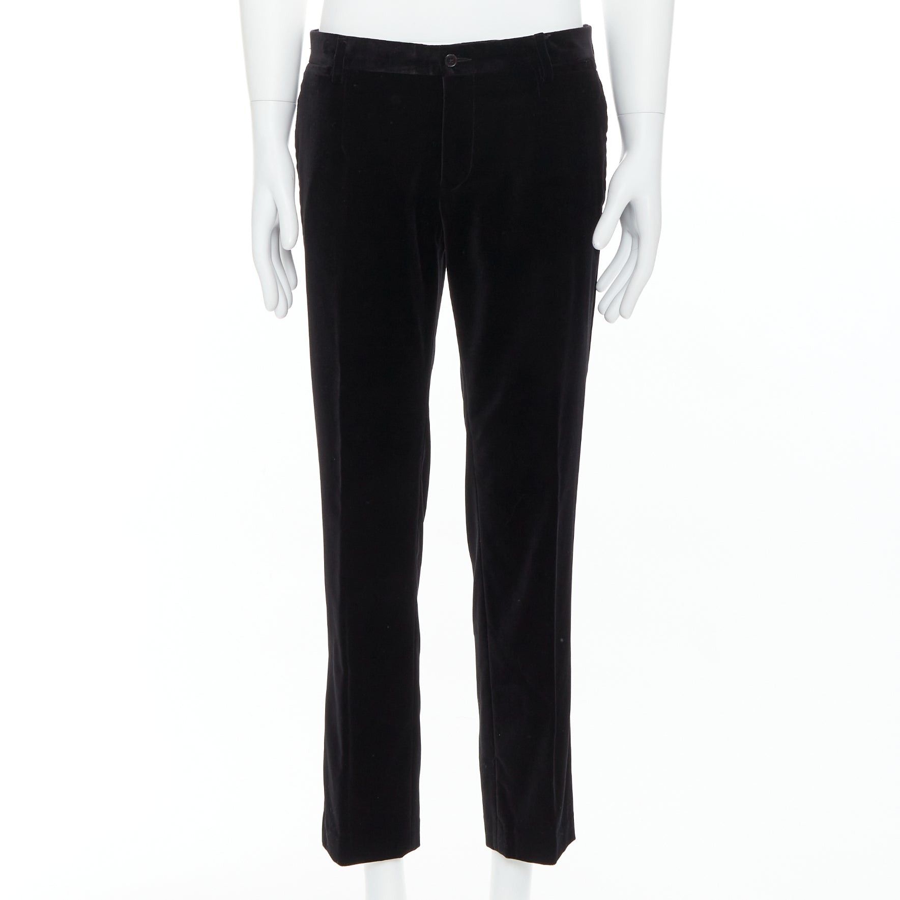 Dolce & Gabbana DOLCE GABBANA Martini Fit black cotton velvet blazer jacket pants suit IT48 M Size 48R - 6 Thumbnail