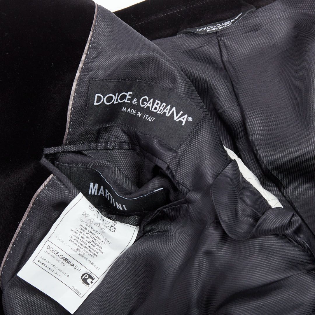 Dolce & Gabbana DOLCE GABBANA Martini Fit black cotton velvet blazer jacket pants suit IT48 M Size 48R - 11 Thumbnail