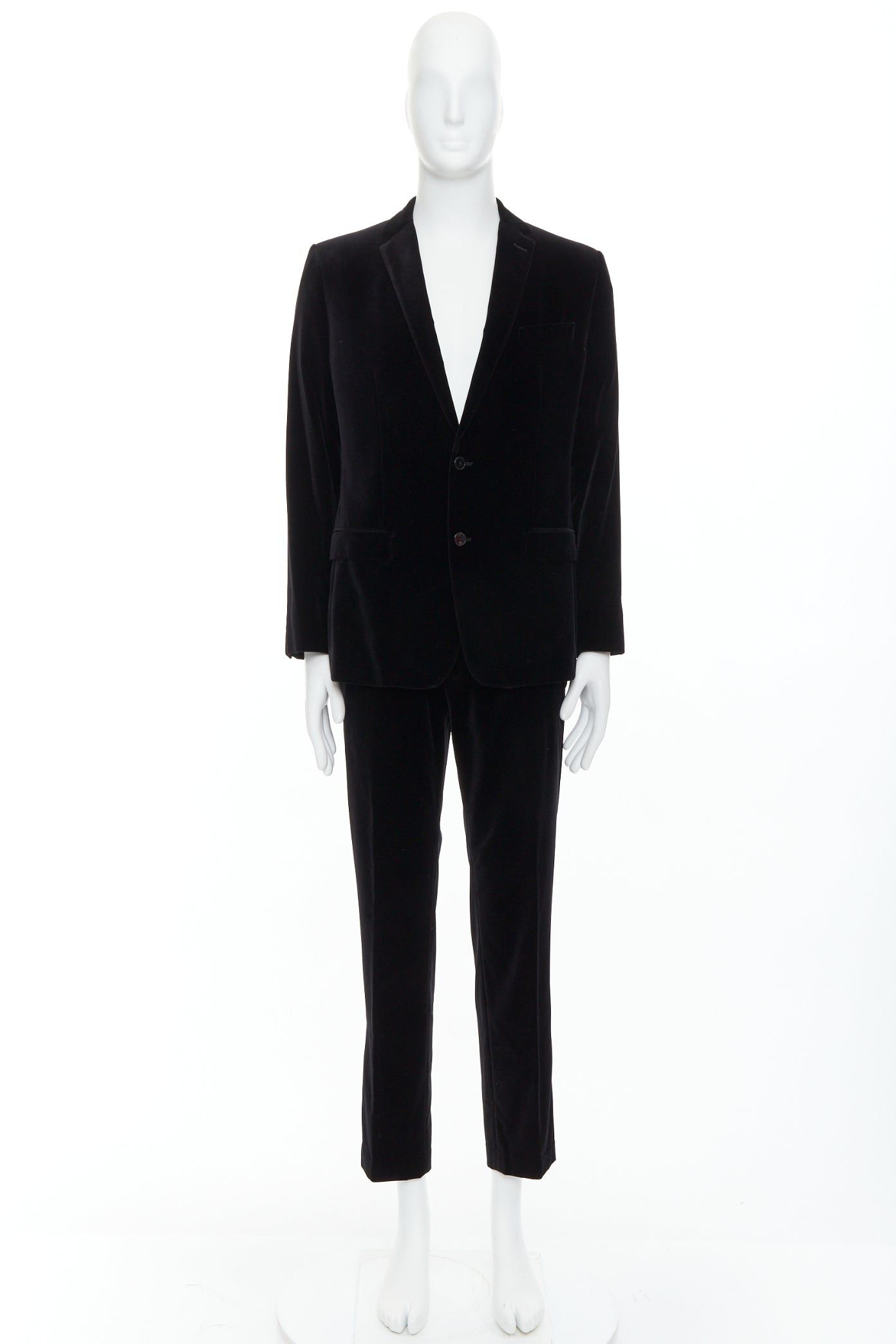 Dolce & Gabbana DOLCE GABBANA Martini Fit black cotton velvet blazer jacket pants suit IT48 M Size 48R - 12 Thumbnail