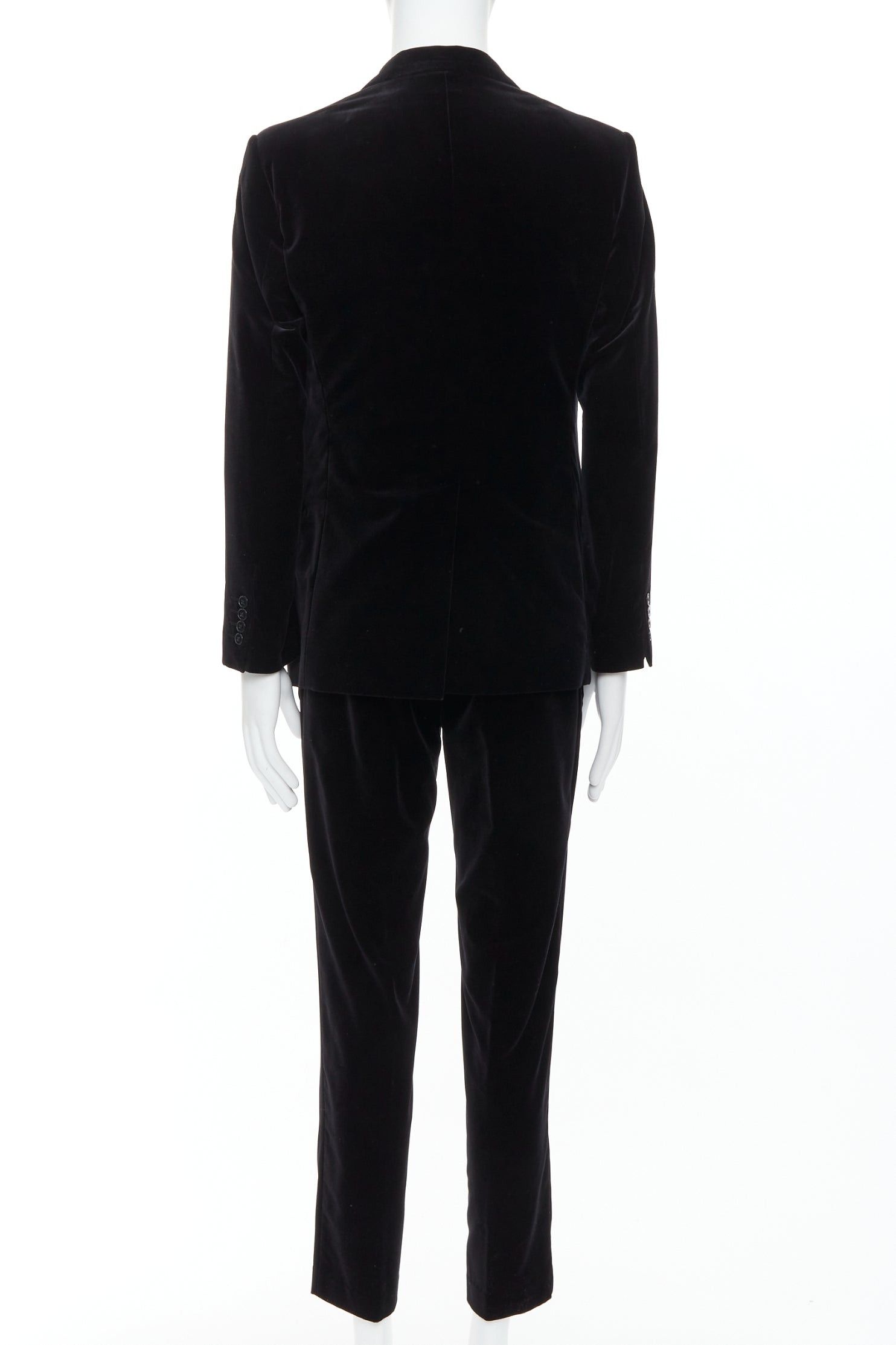 Dolce & Gabbana DOLCE GABBANA Martini Fit black cotton velvet blazer jacket pants suit IT48 M Size 48R - 4 Thumbnail