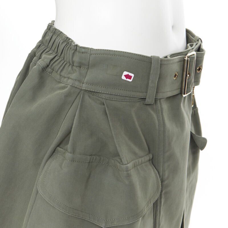 Kenzo KENZO military khaki green cotton dual pockets belted elasticated skirt Fr38 Size 28" / US 6 / IT 42 - 7 Thumbnail